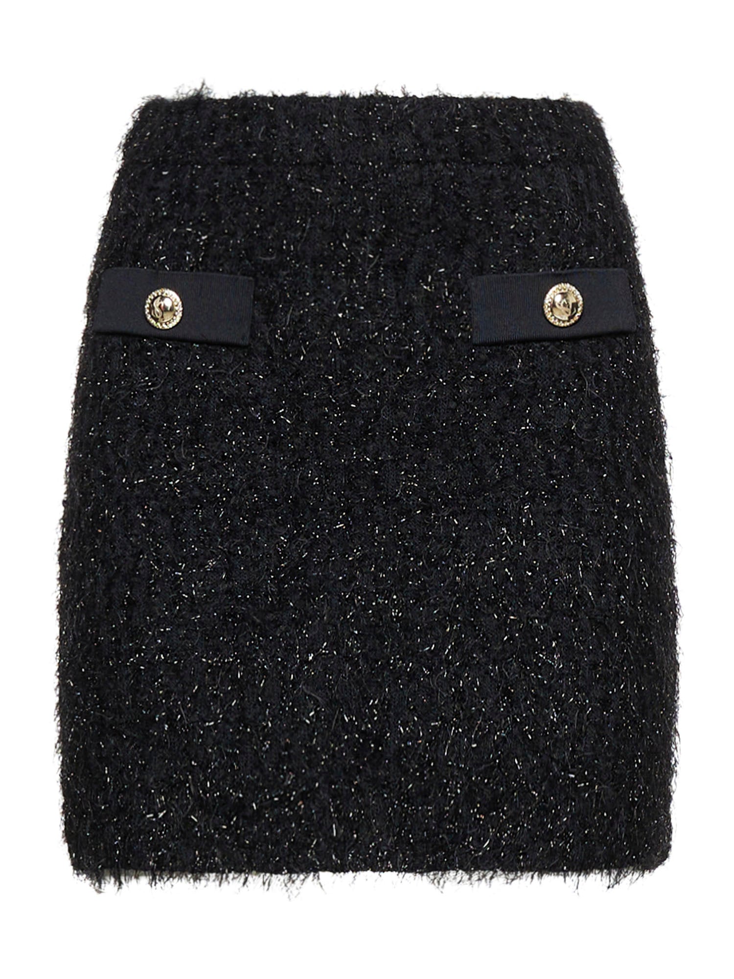 Mini skirt in furry lurex yarn