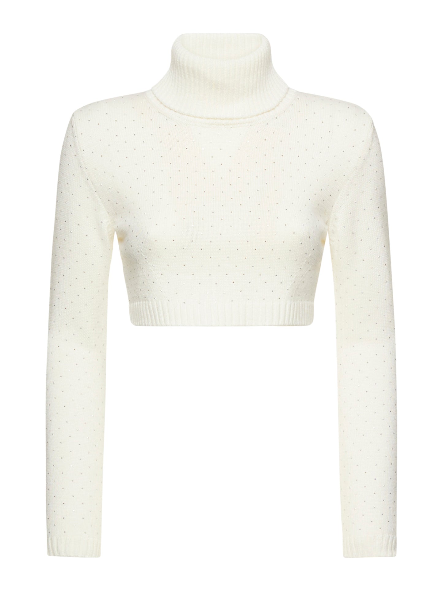 Wool-blend cropped sweater with micro studs