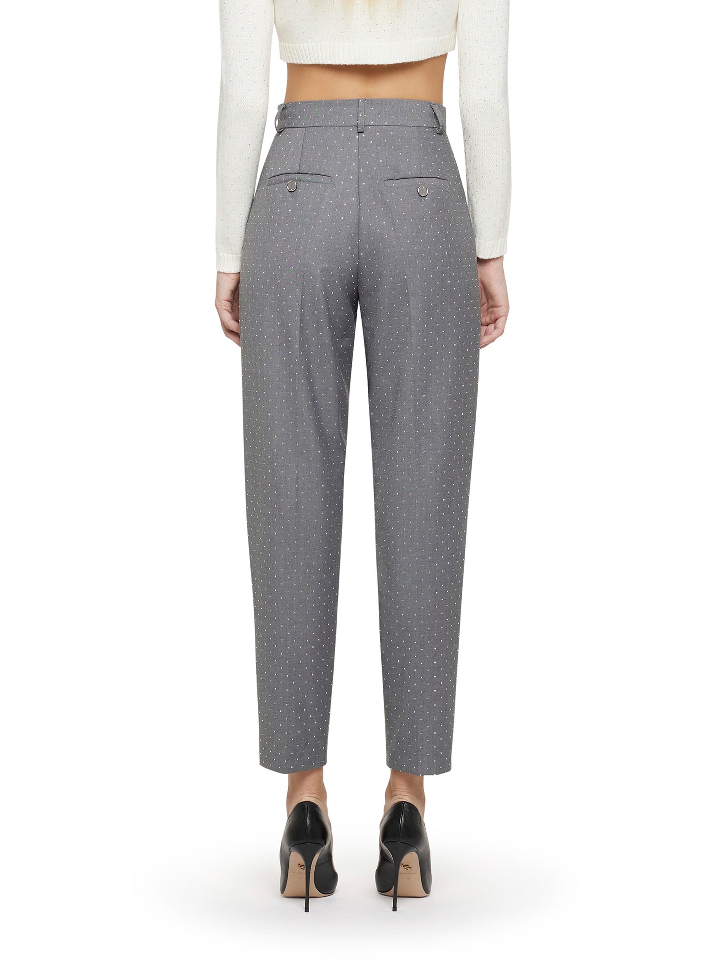 Straight micro-studded canvas trousers