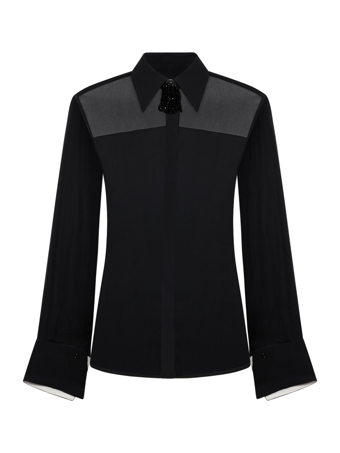 Camicia in georgette con inserti in cotone