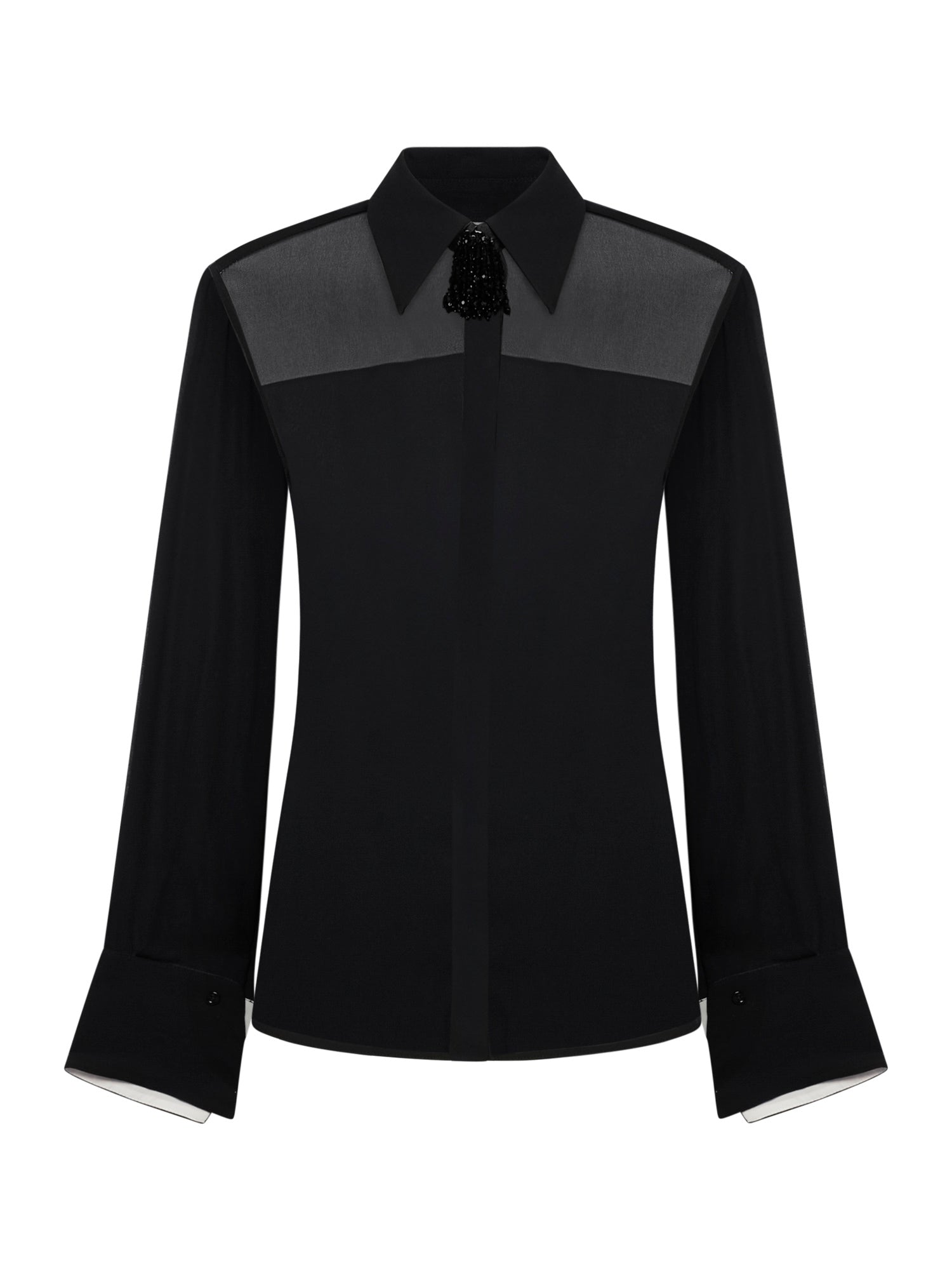 Camicia in georgette con inserti in cotone