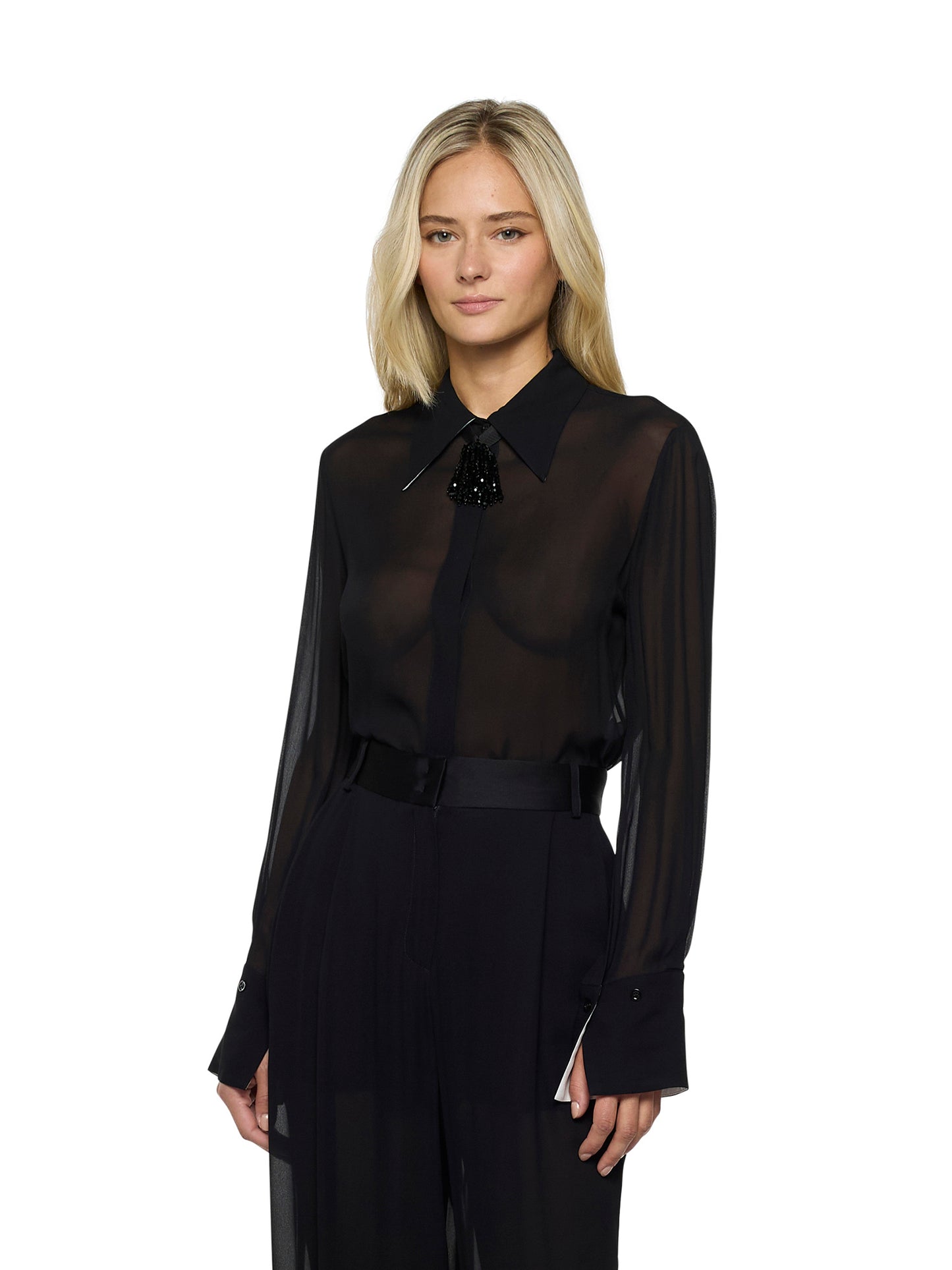 Camicia in georgette con inserti in cotone