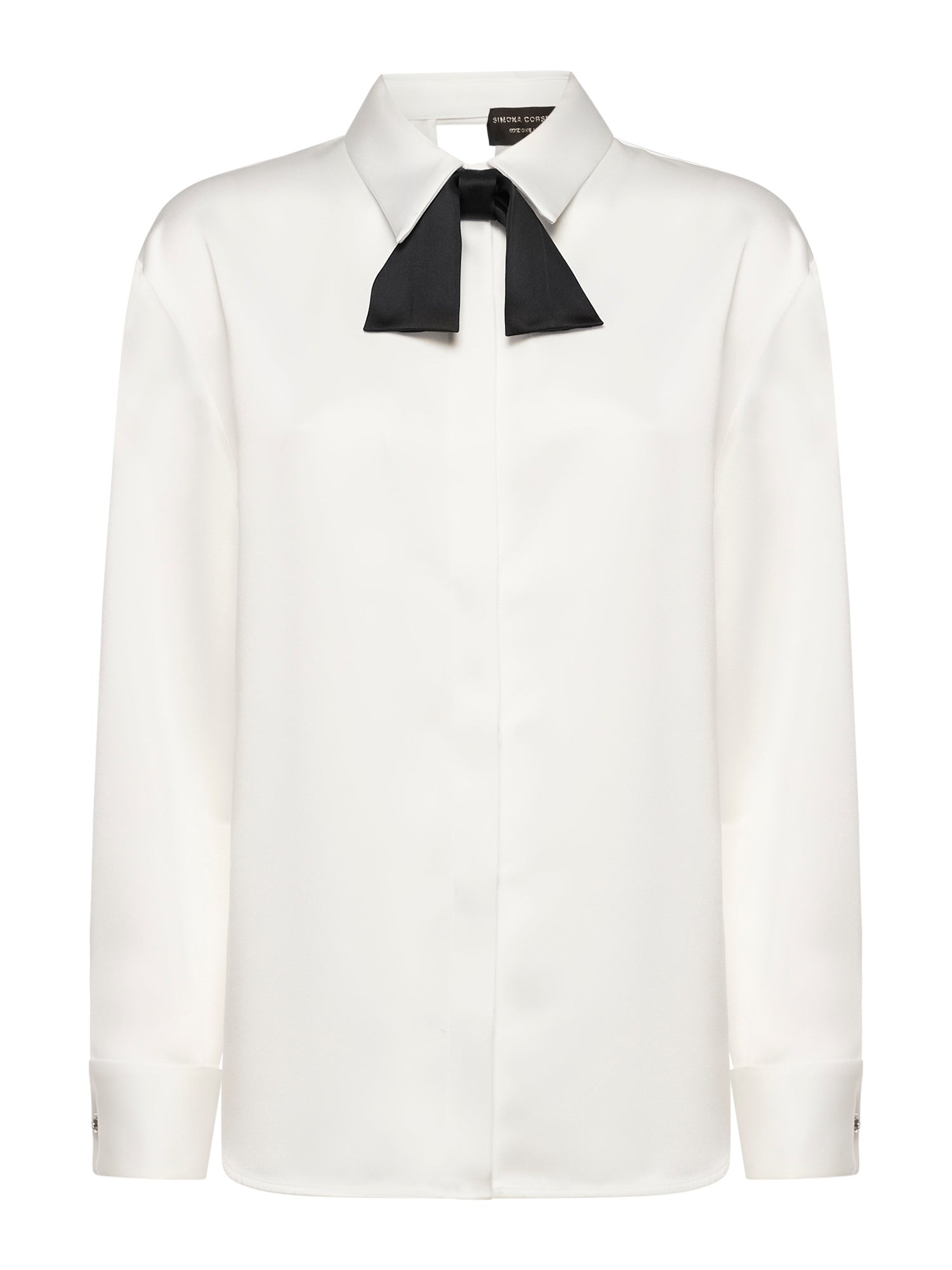 Camicia smocking aperta dietro con papillon slacciato in raso heavy