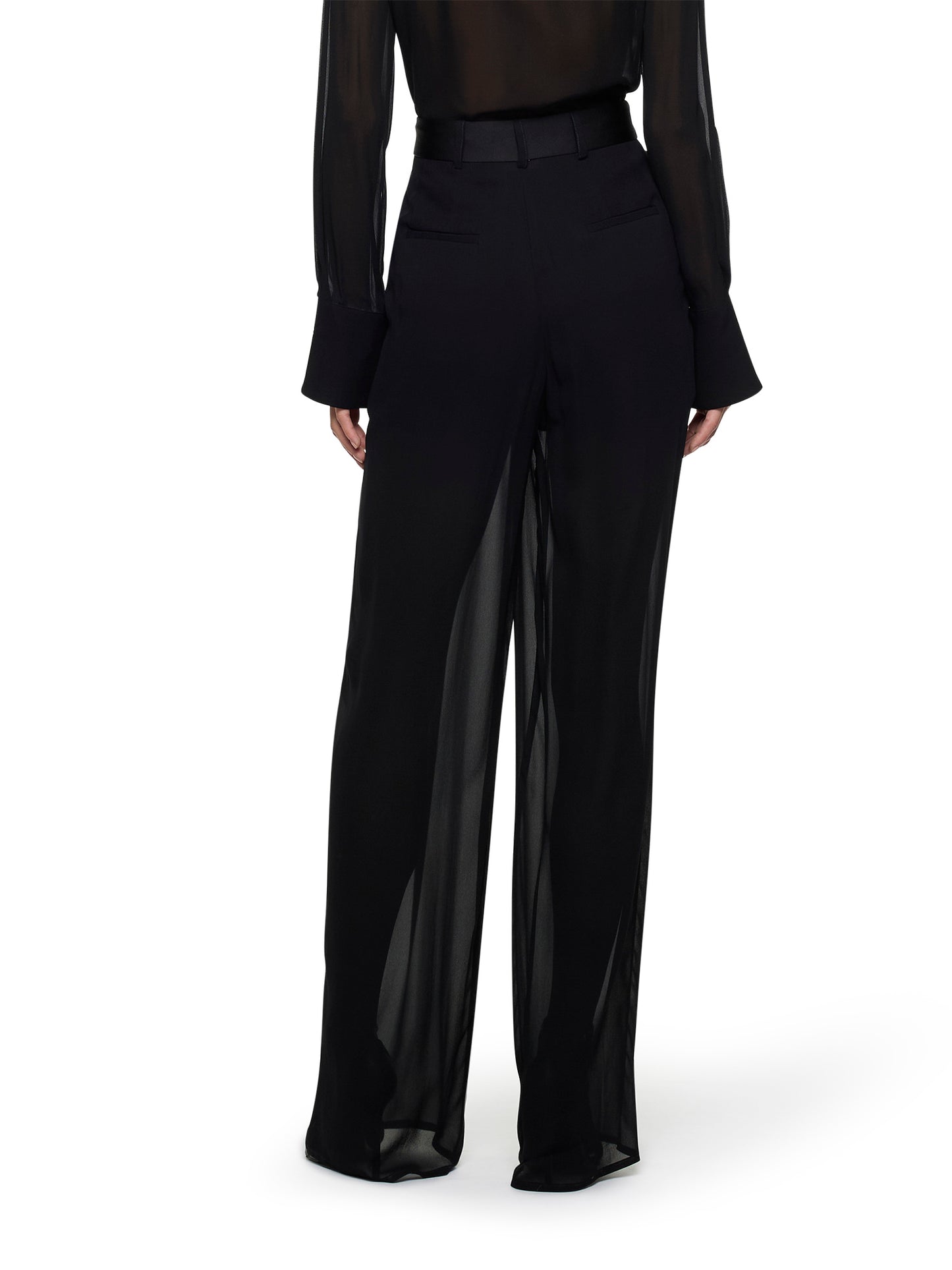 Pantaloni con pinces in georgette di viscosa