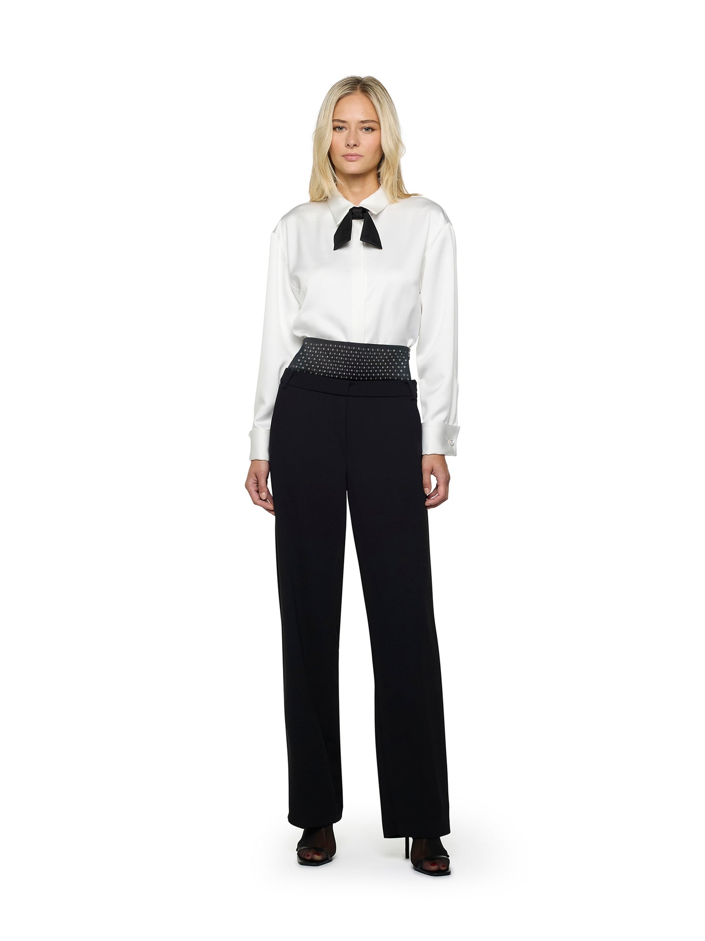 Pantaloni con pinces in enver satin