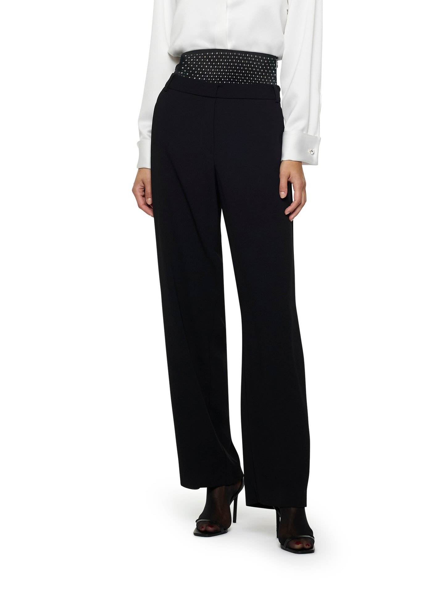 Pantaloni con pinces in enver satin