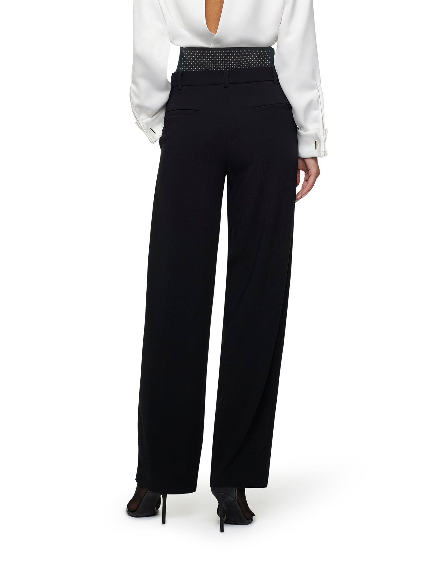 Pantaloni con pinces in enver satin