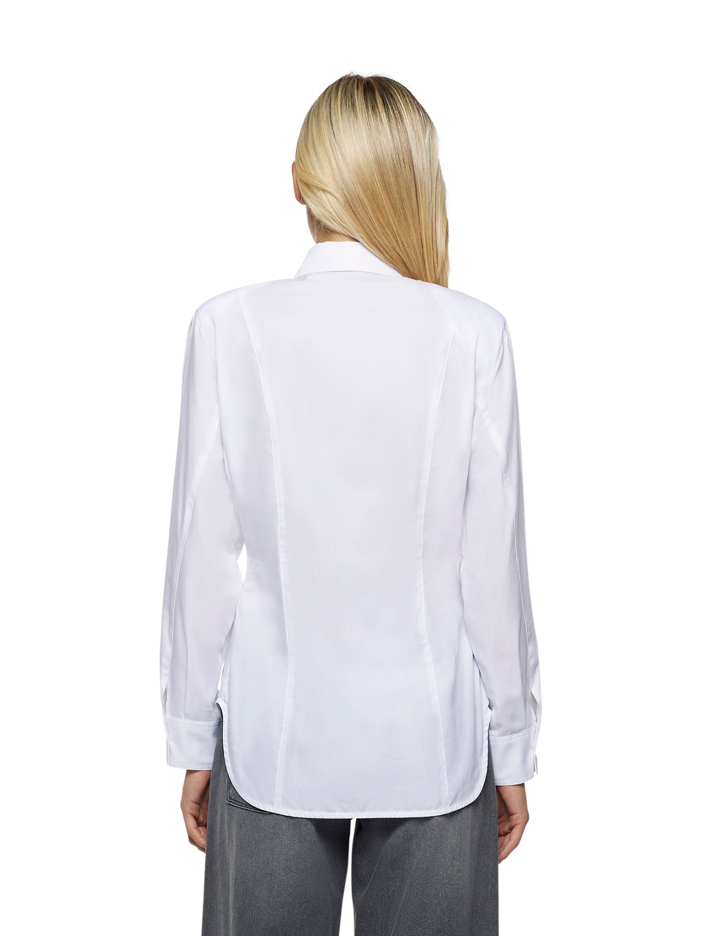 Camicia con cintura ricoperta e maxi fibbia in popeline
