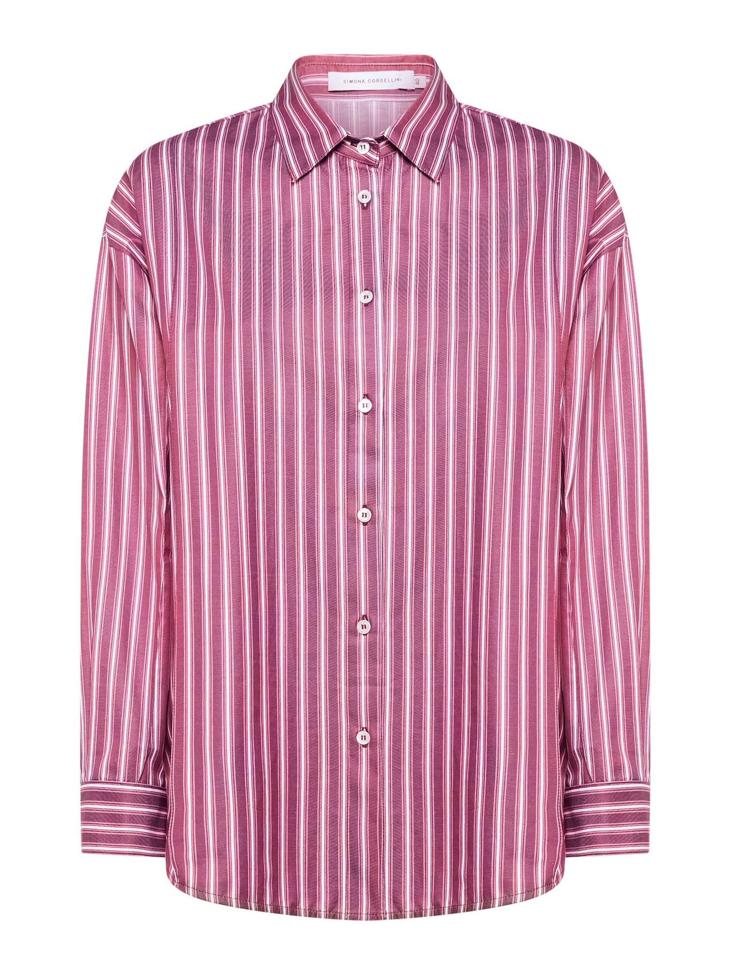 Straight shirt with jacquard stripe scarf