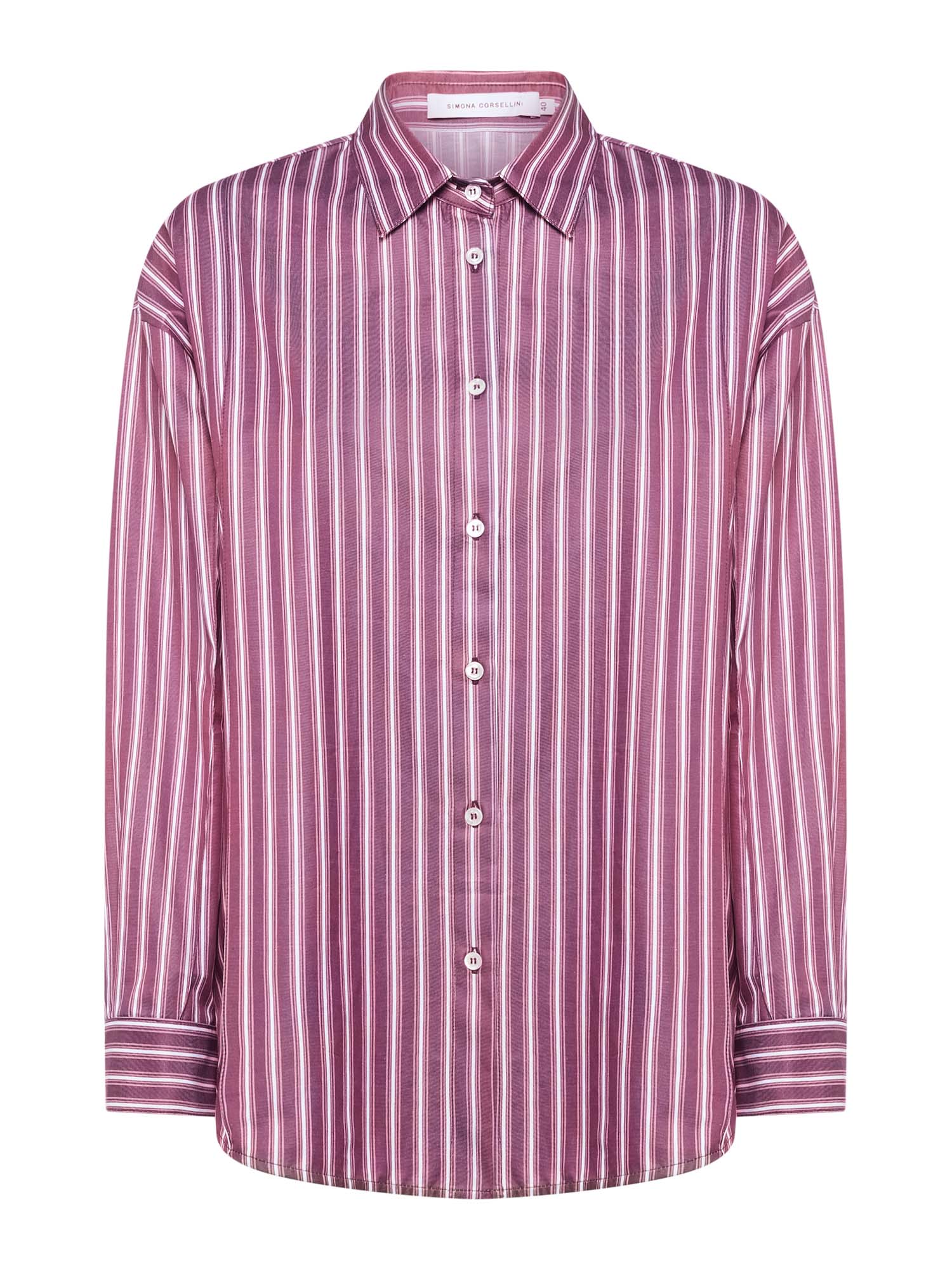 Camicia dritta con foulard in riga jacquard