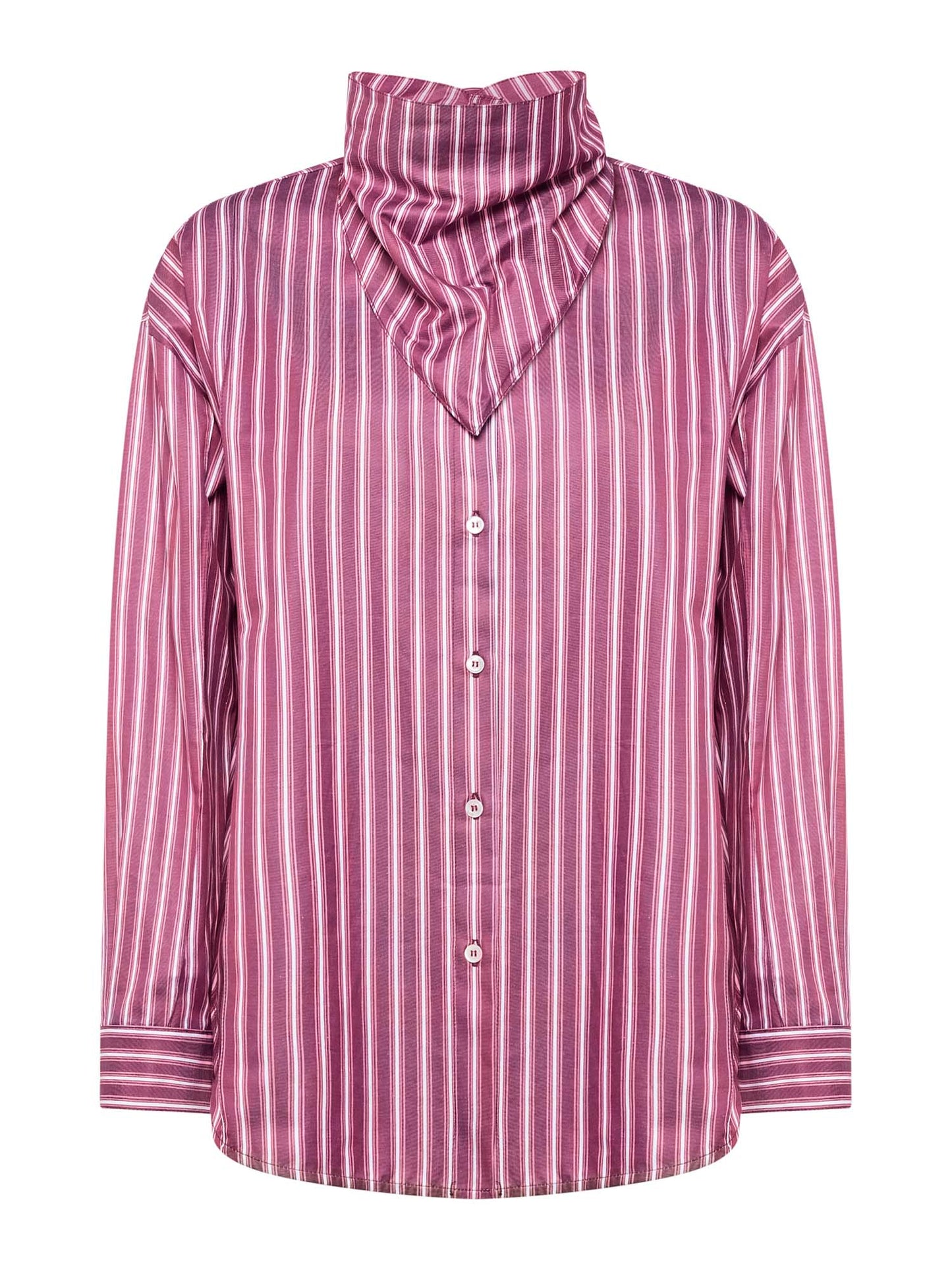 Straight shirt with jacquard stripe scarf