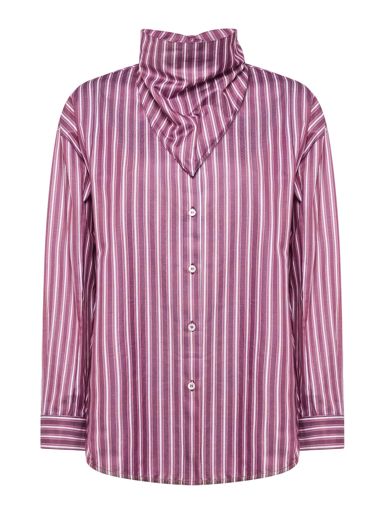 Camicia dritta con foulard in riga jacquard
