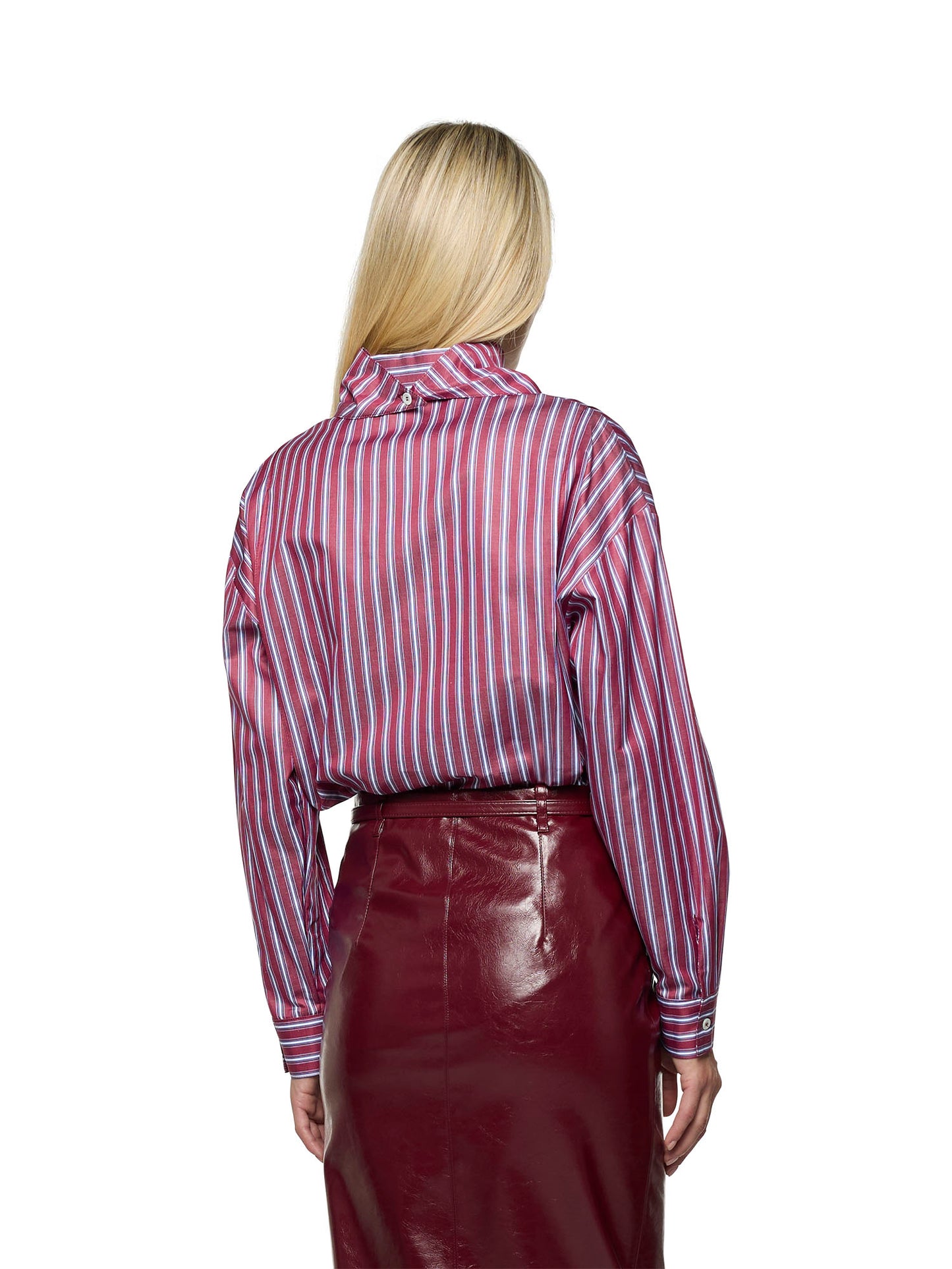 Straight shirt with jacquard stripe scarf