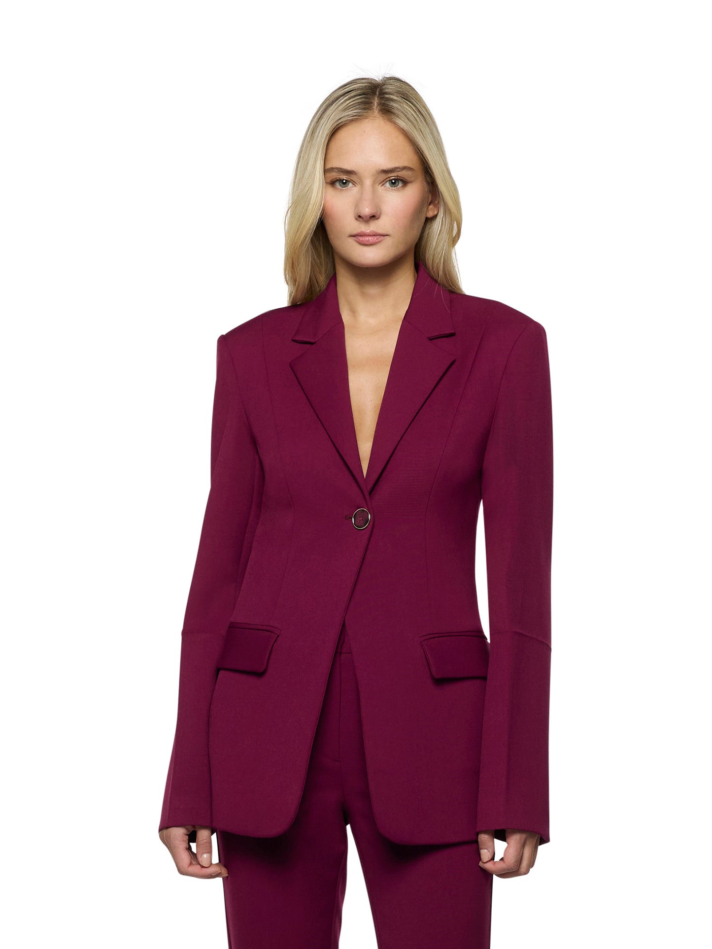 One-button jacket in comfortable combed fabric