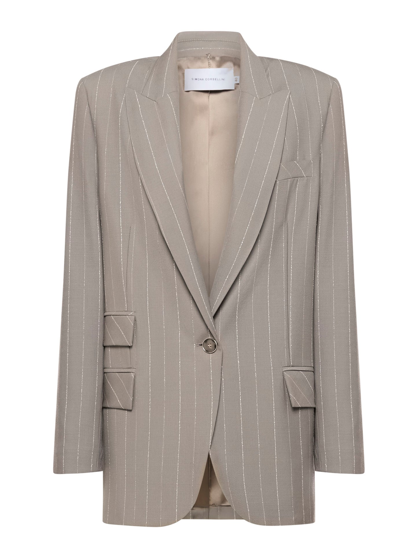 Straight jacket with flaps and one button in pinstripe