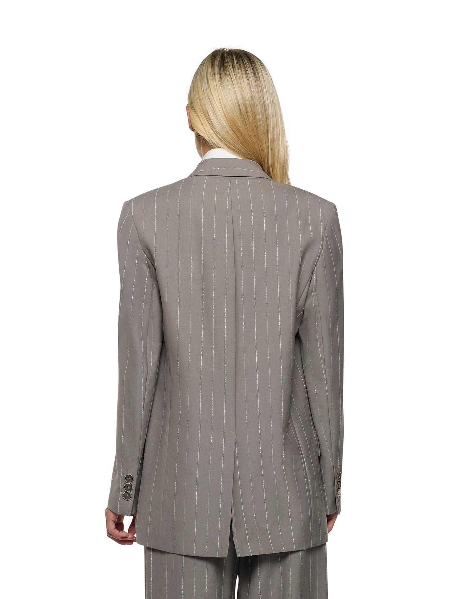 Straight jacket with flaps and one button in pinstripe