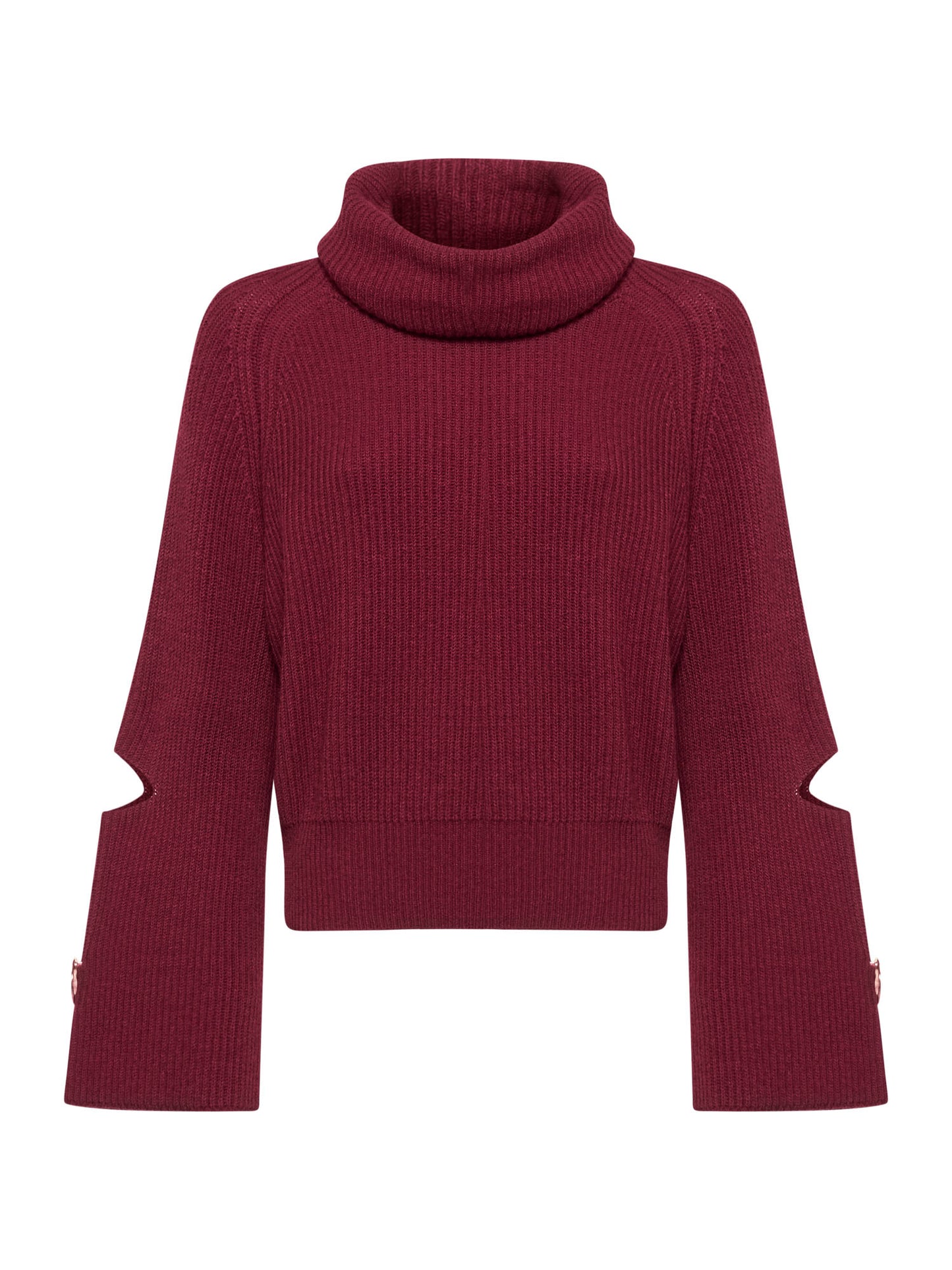 Dropped-neck sweater with openings at the elbows