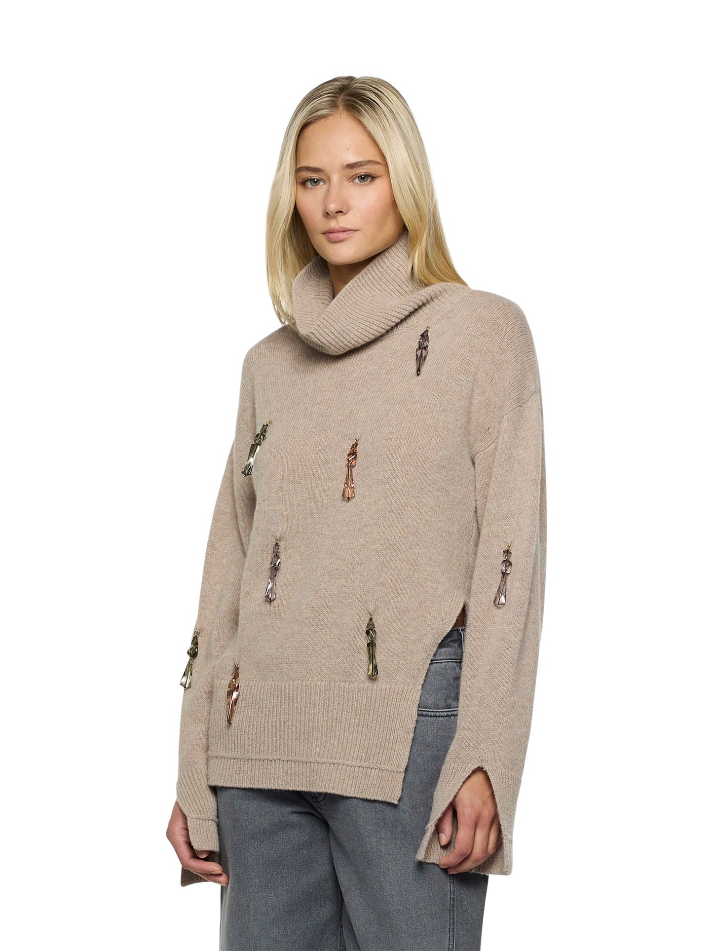 Maglia collo alto con applicazioni