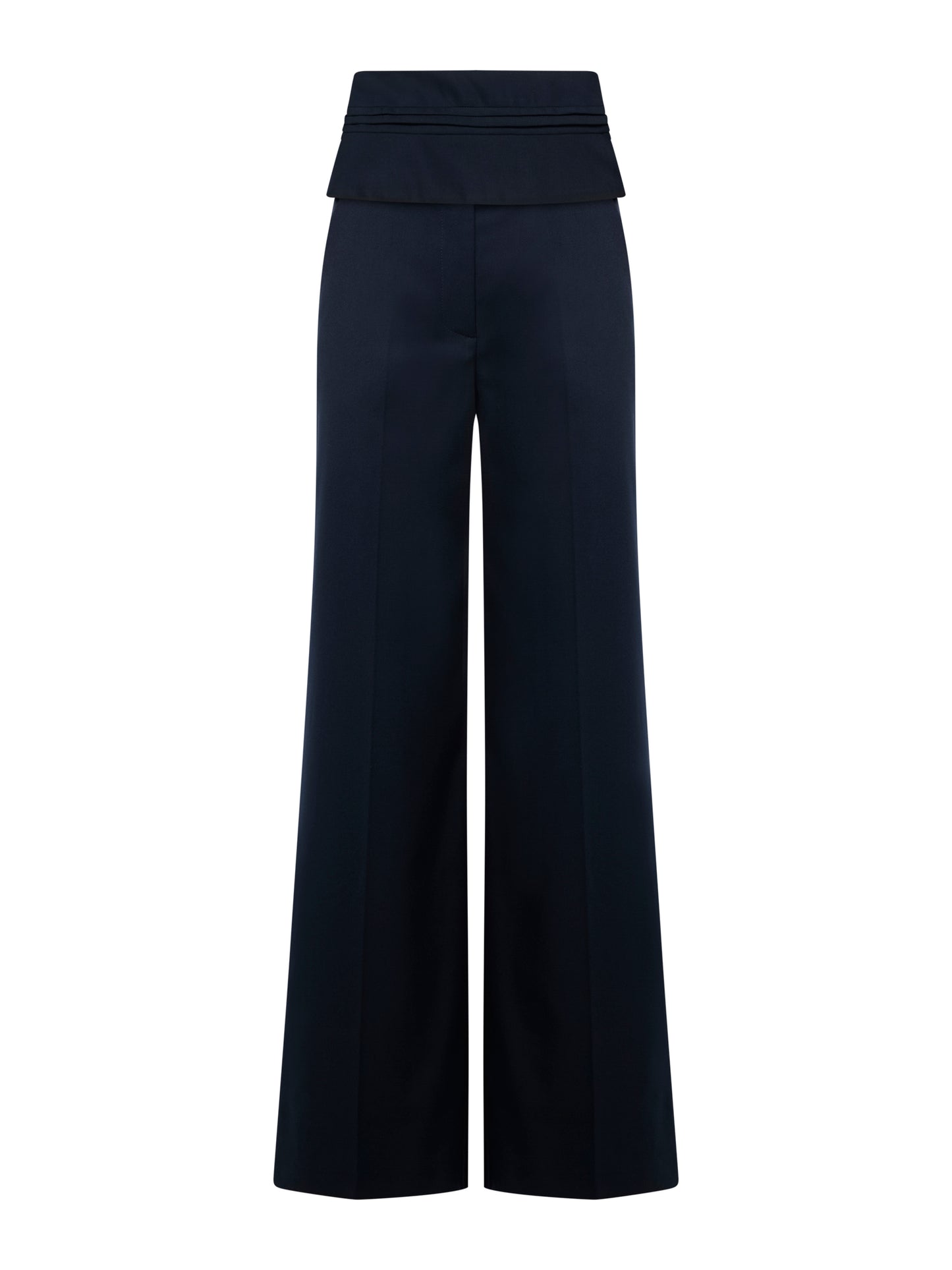 Pantaloni larghi con risvolto in pettinato comfort