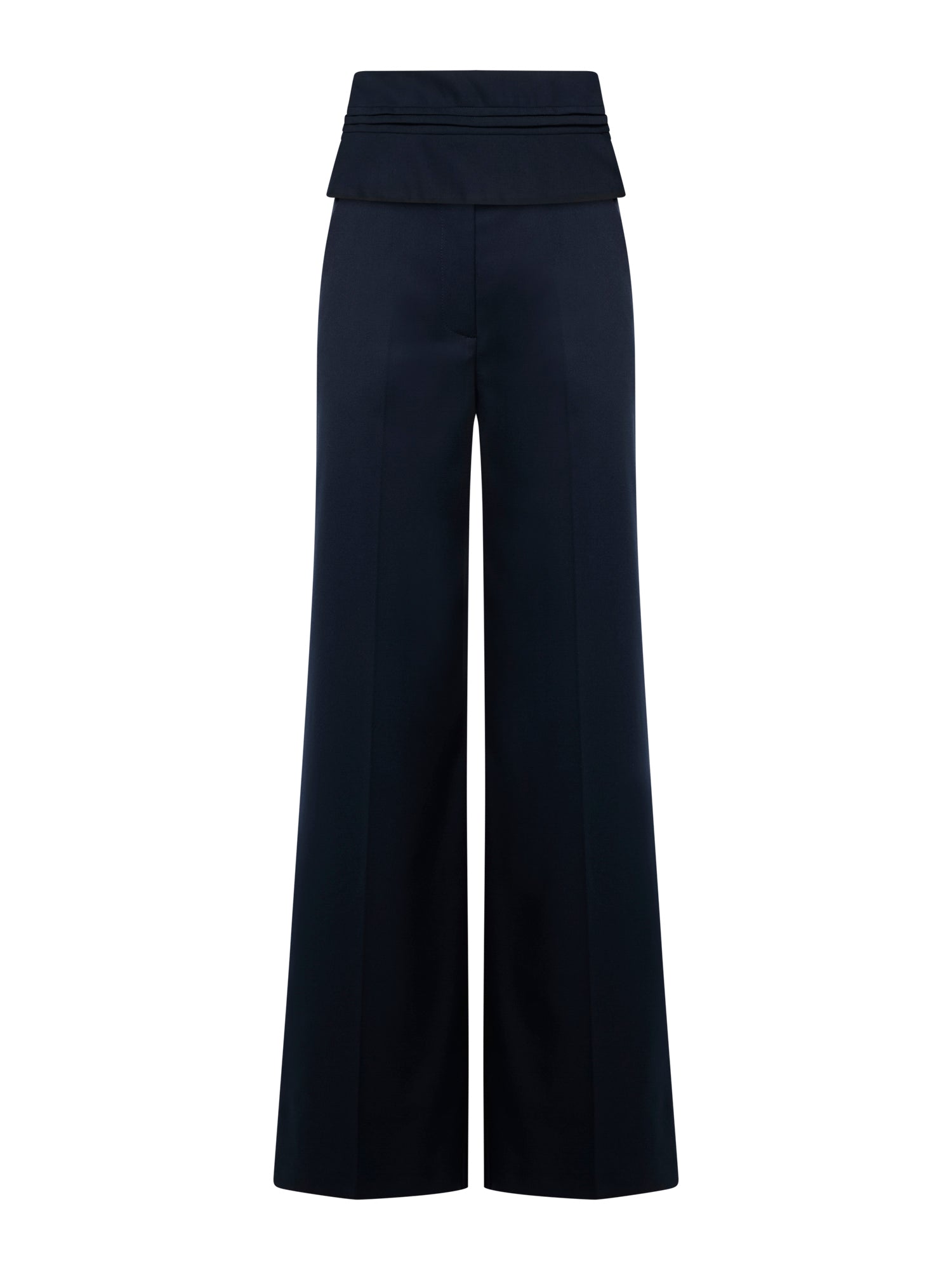 Pantaloni larghi con risvolto in pettinato comfort