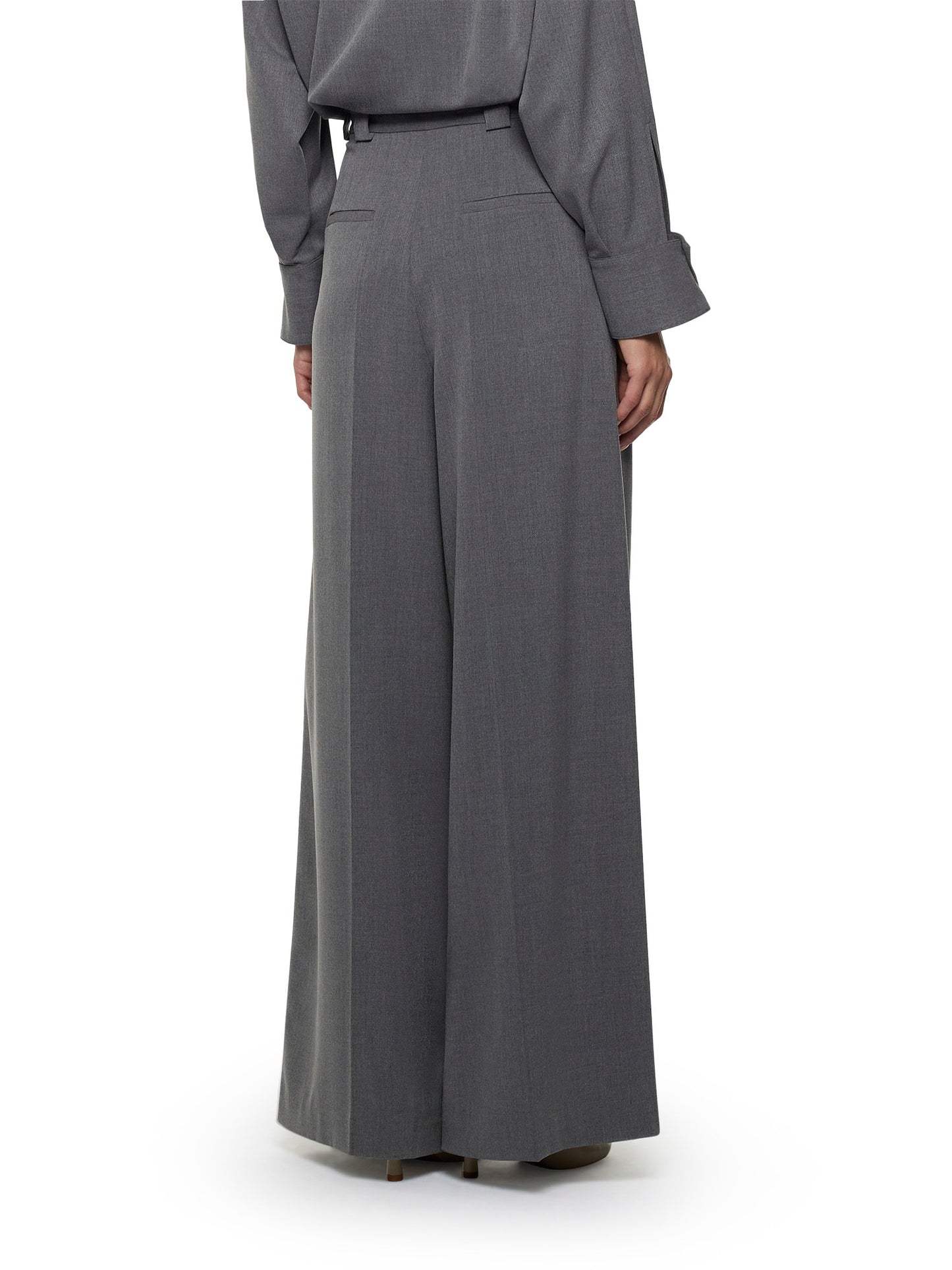 Pantaloni larghi con pinces in tela transition