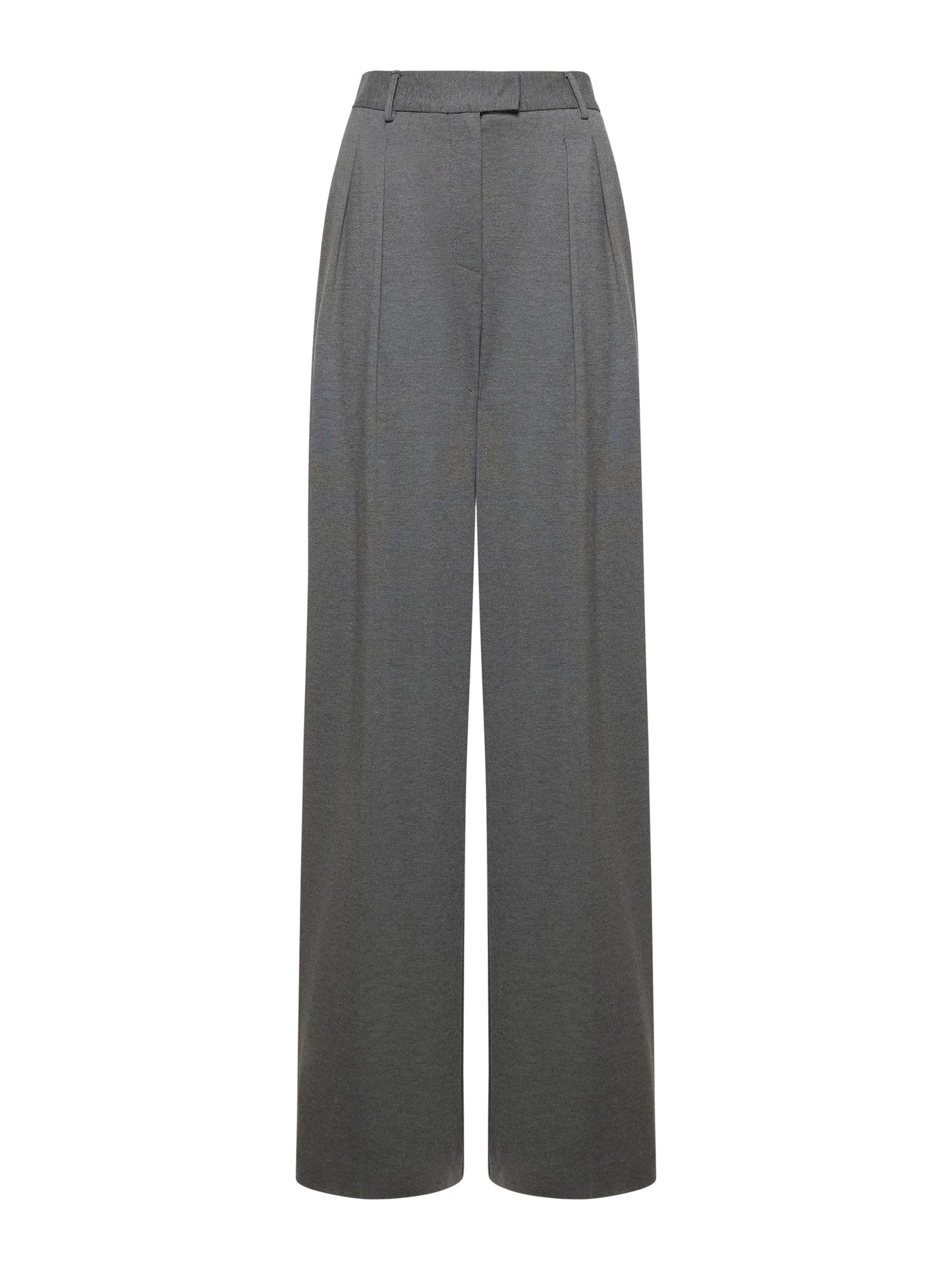 Wide pants in Milano stitch with pleats and belt loops