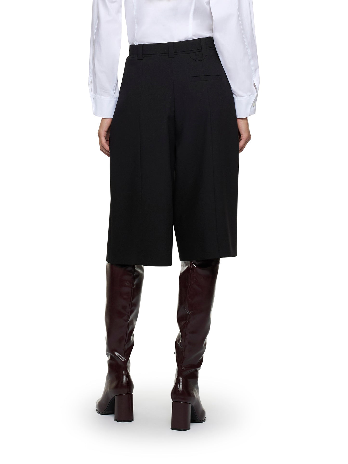 Pantaloni cropped con cintura ricoperta in golden crepe