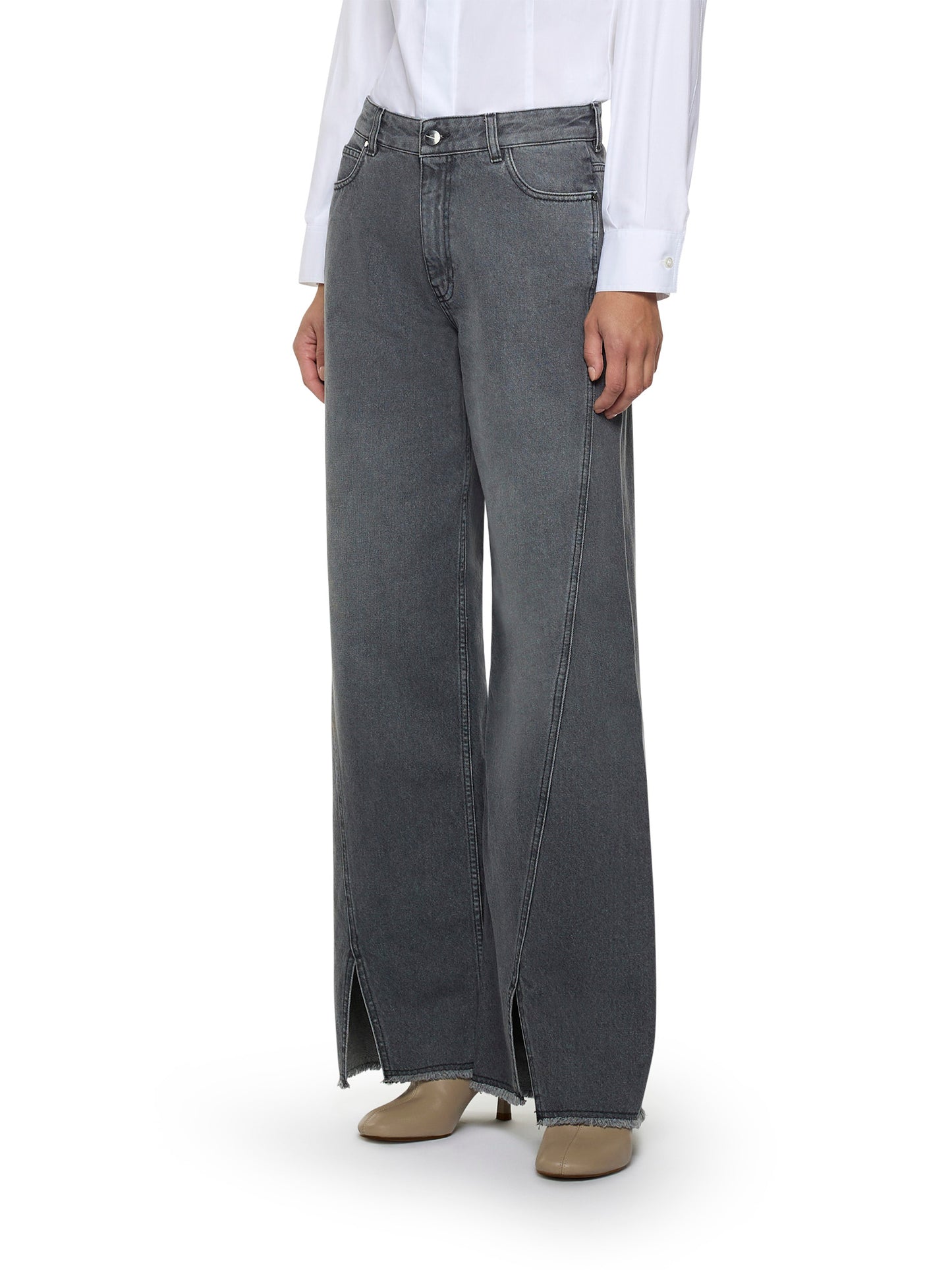 Denim largo con spacchi al fondo