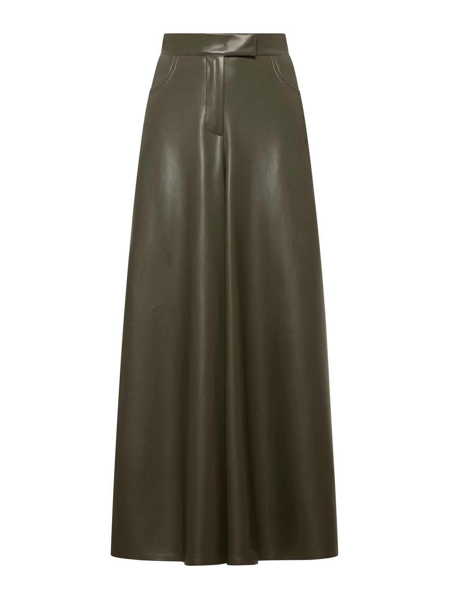 Wide-leg pant skirt in vegan leather