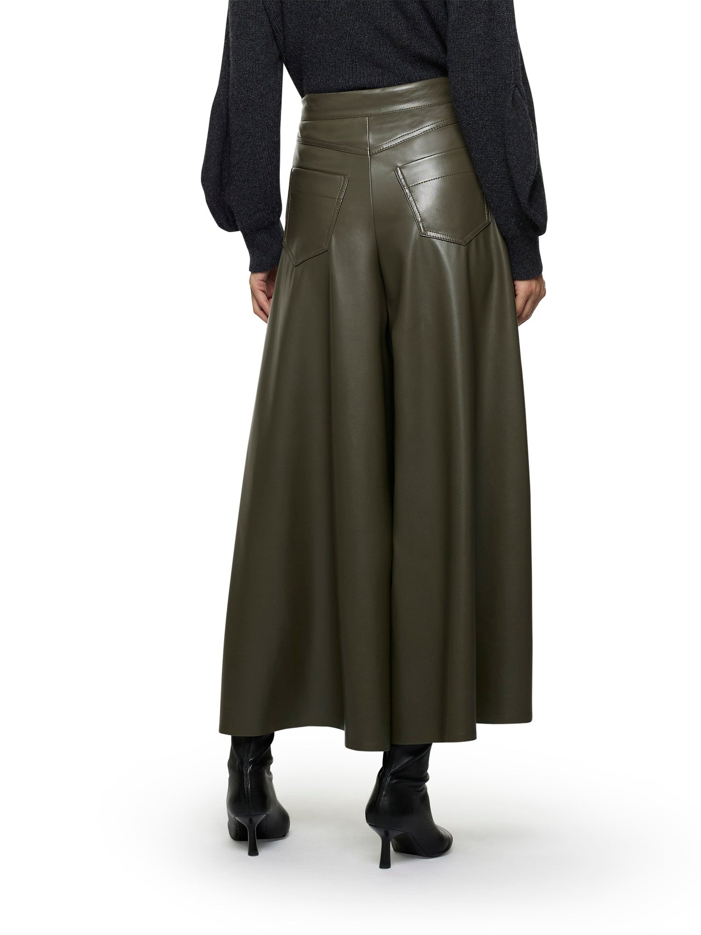 Wide-leg pant skirt in vegan leather