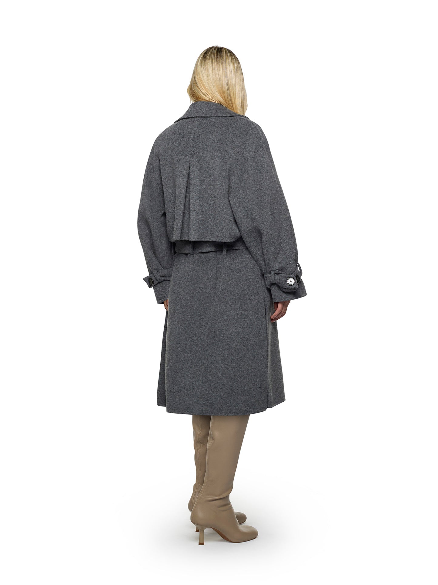 Trench con cintura in vita in panno double