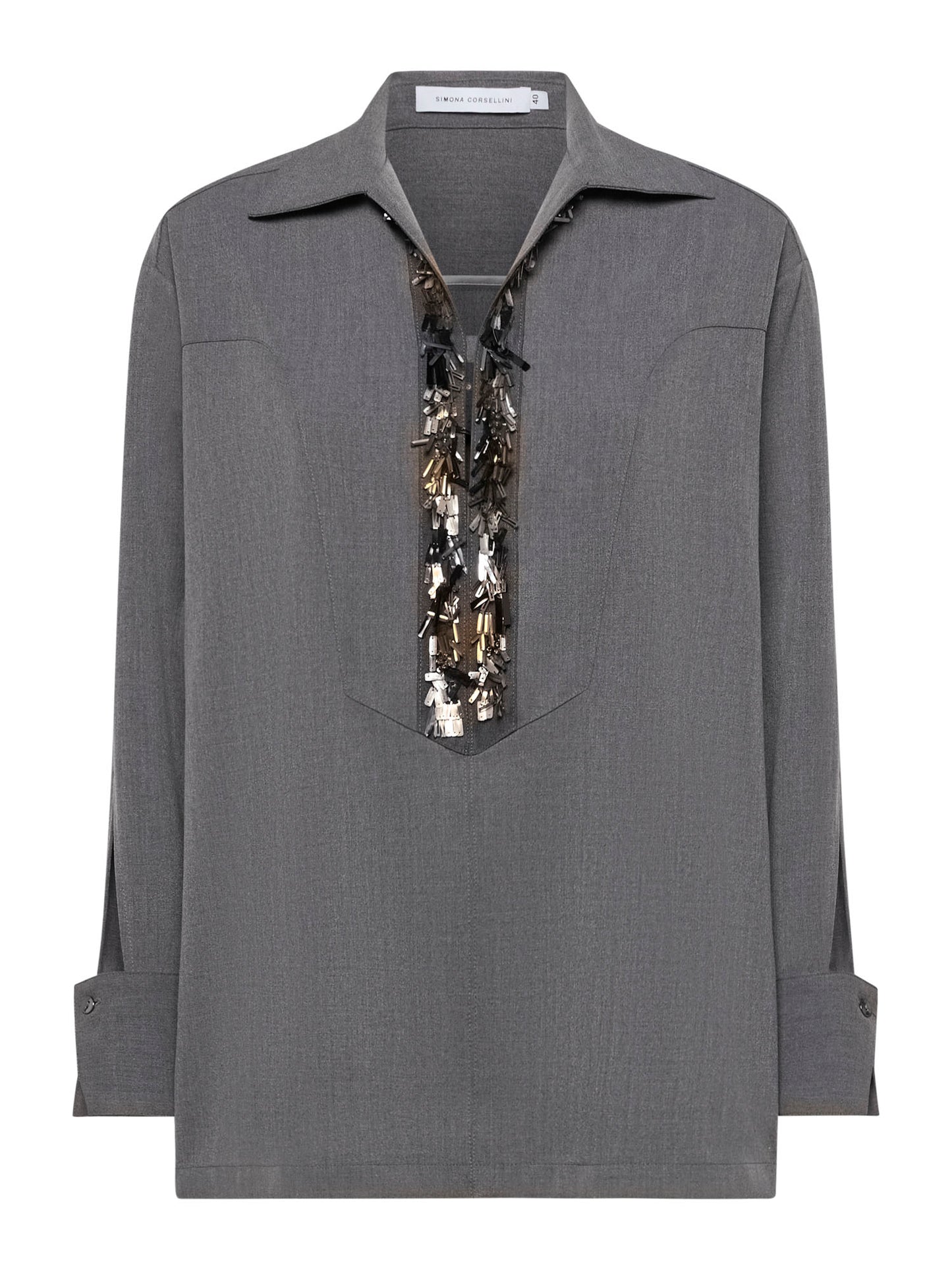 Tunica con scollo ricamato in tela transition