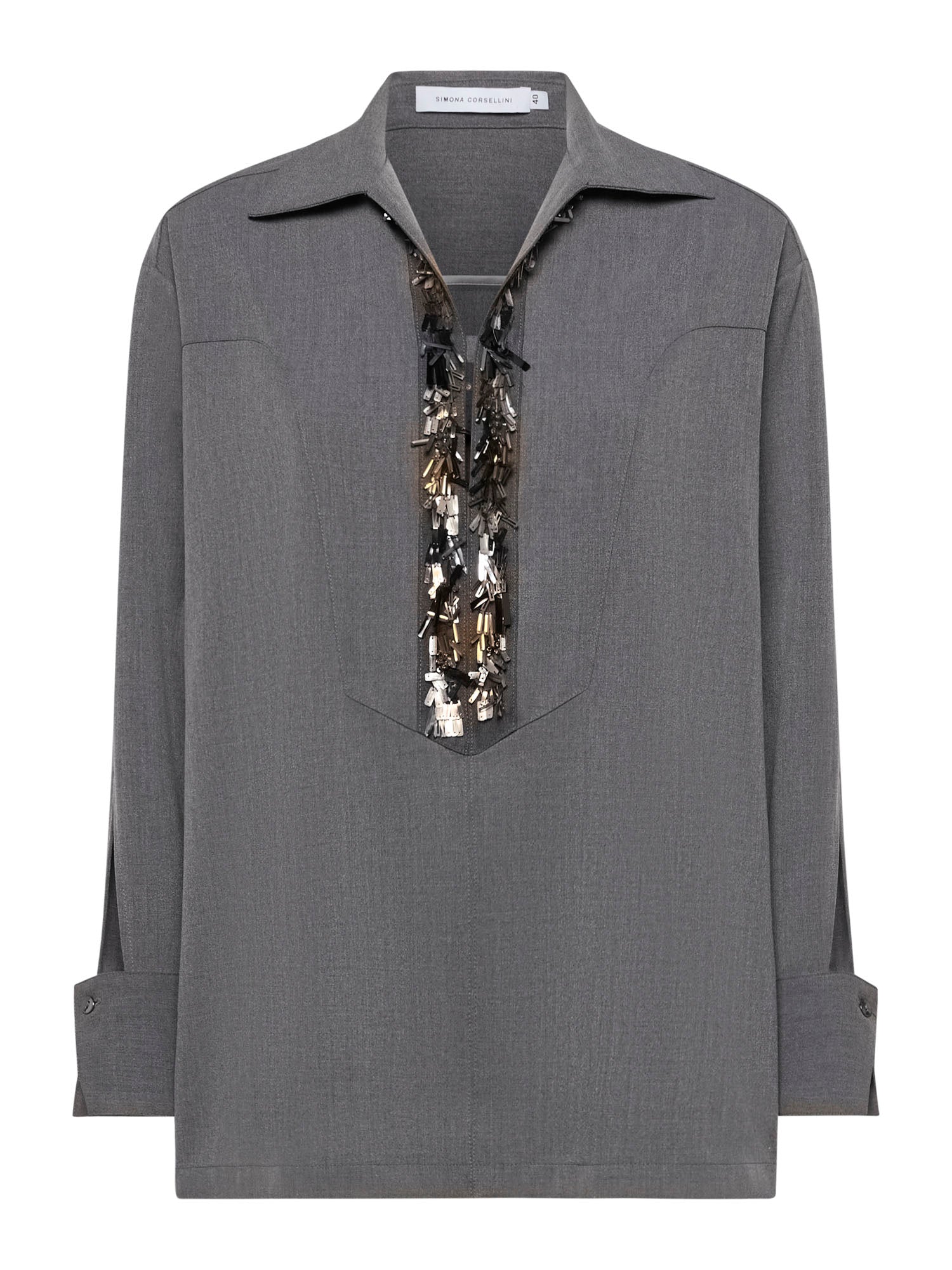 Tunica con scollo ricamato in tela transition