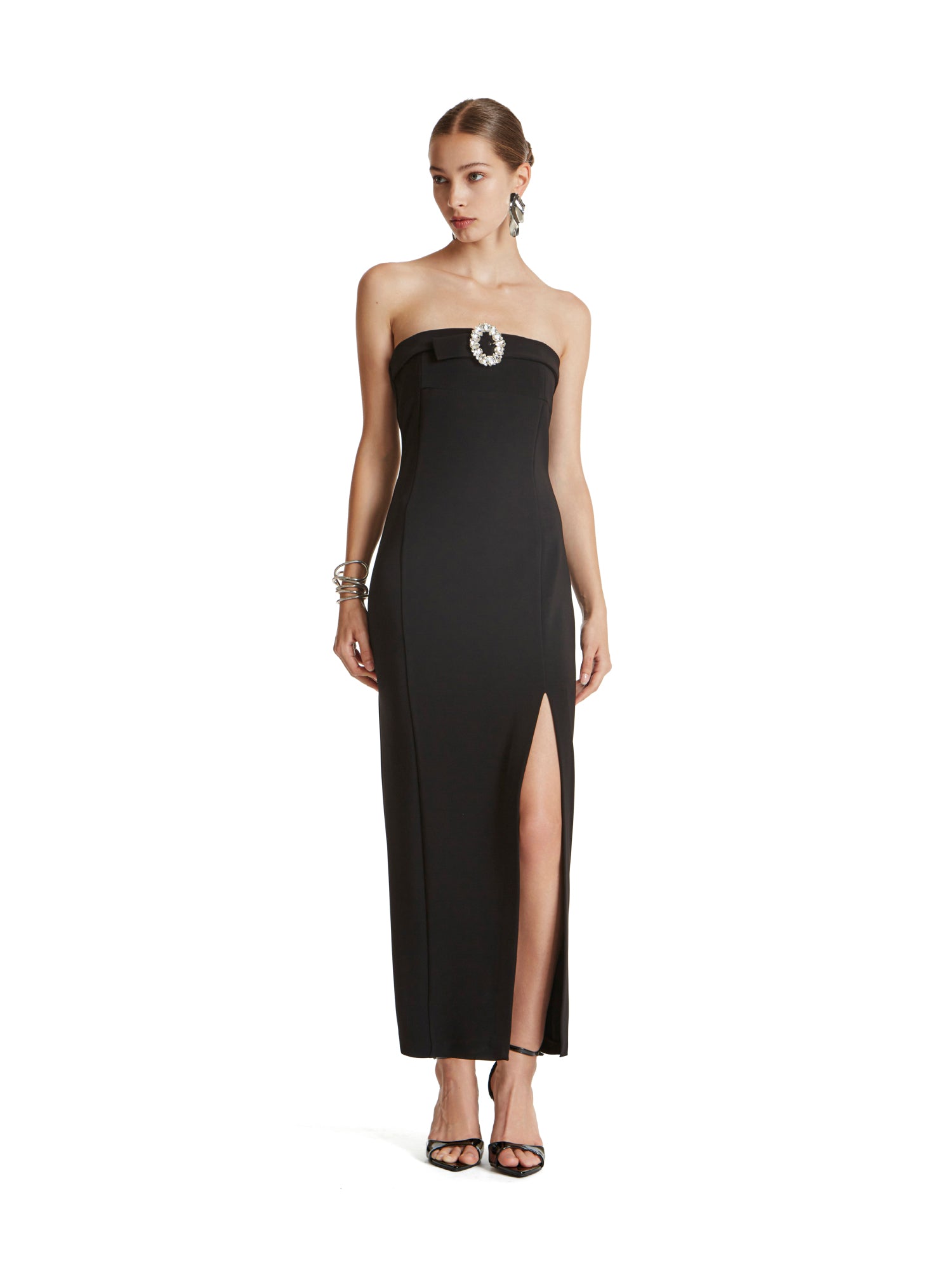 Abito lungo aderente con scollo a bustier