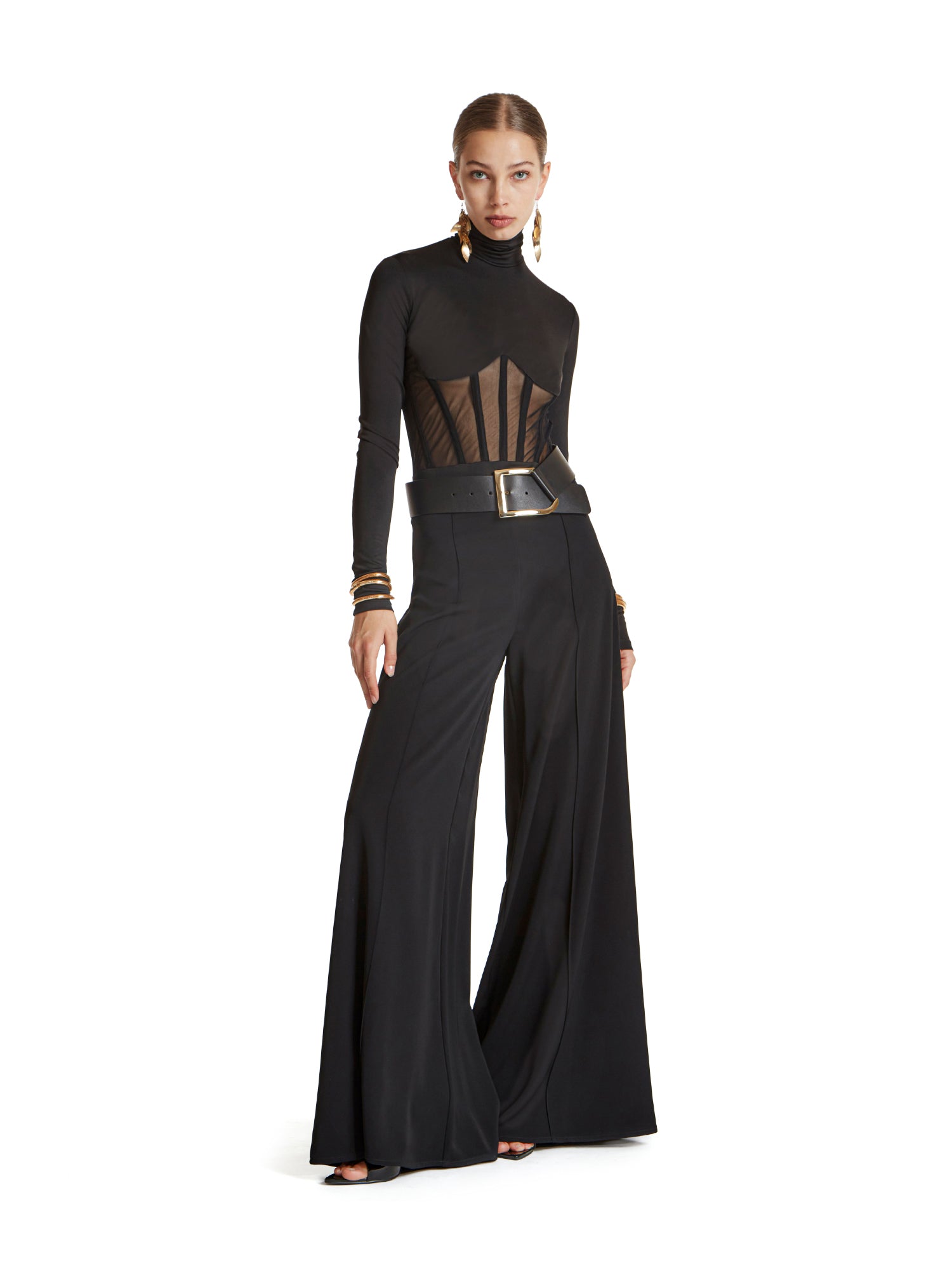 Body in jersey e tulle effetto bustier