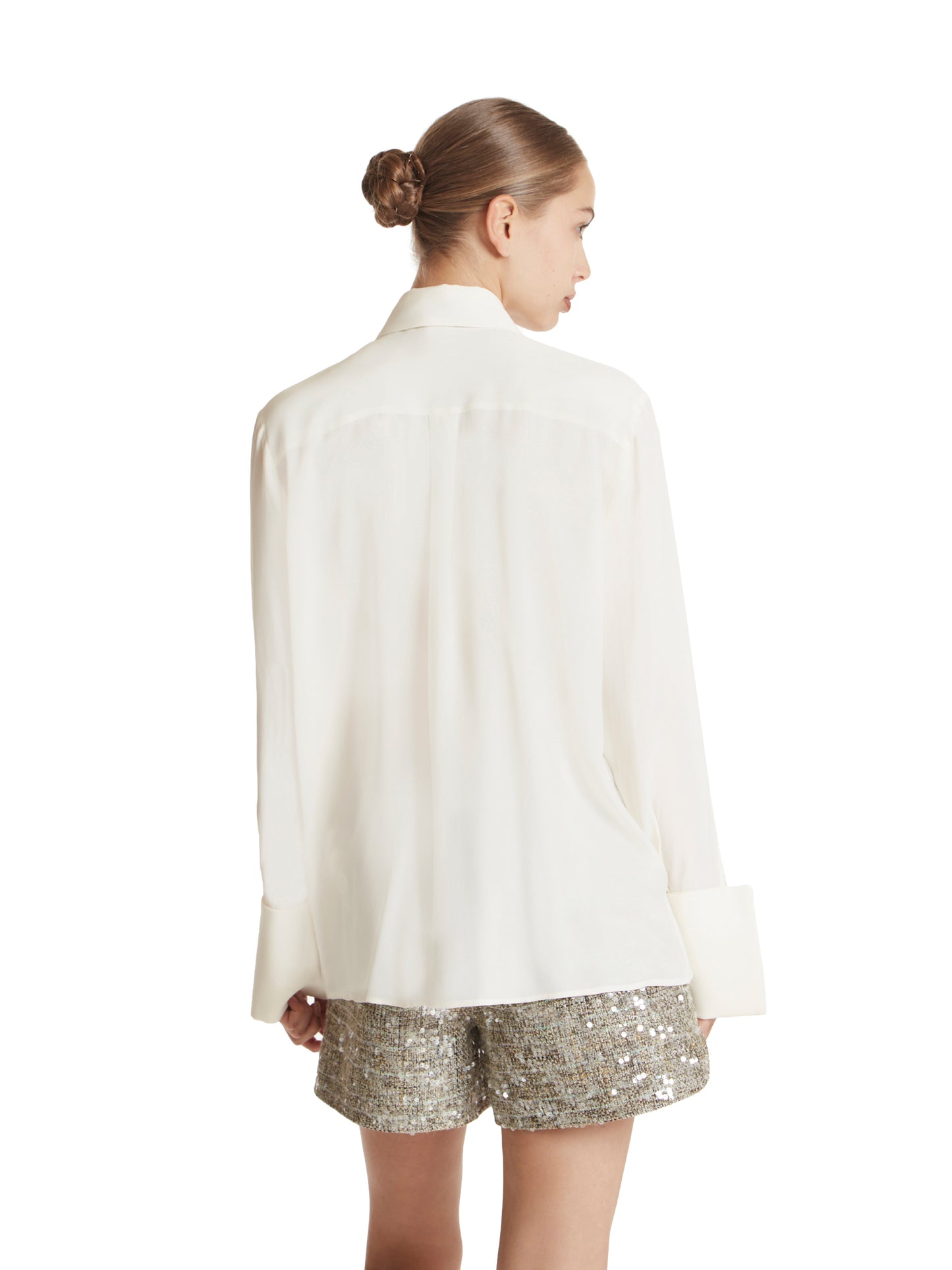 Silk-viscose shirt with Chanel-style tie