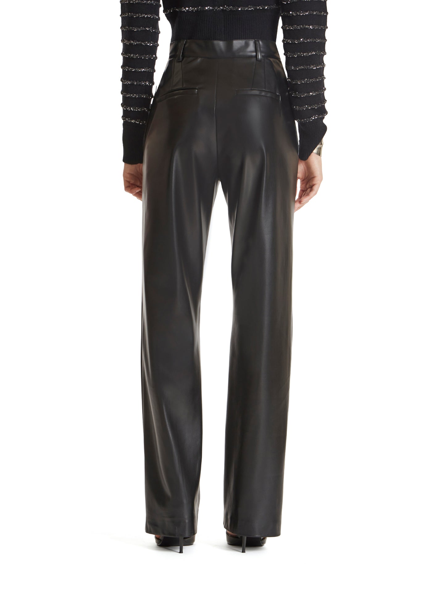 High-waisted straight-leg trousers in vegan leather