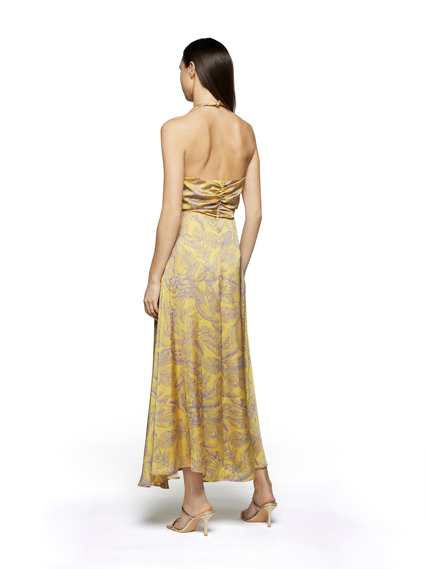 Long dress with slits in eden print