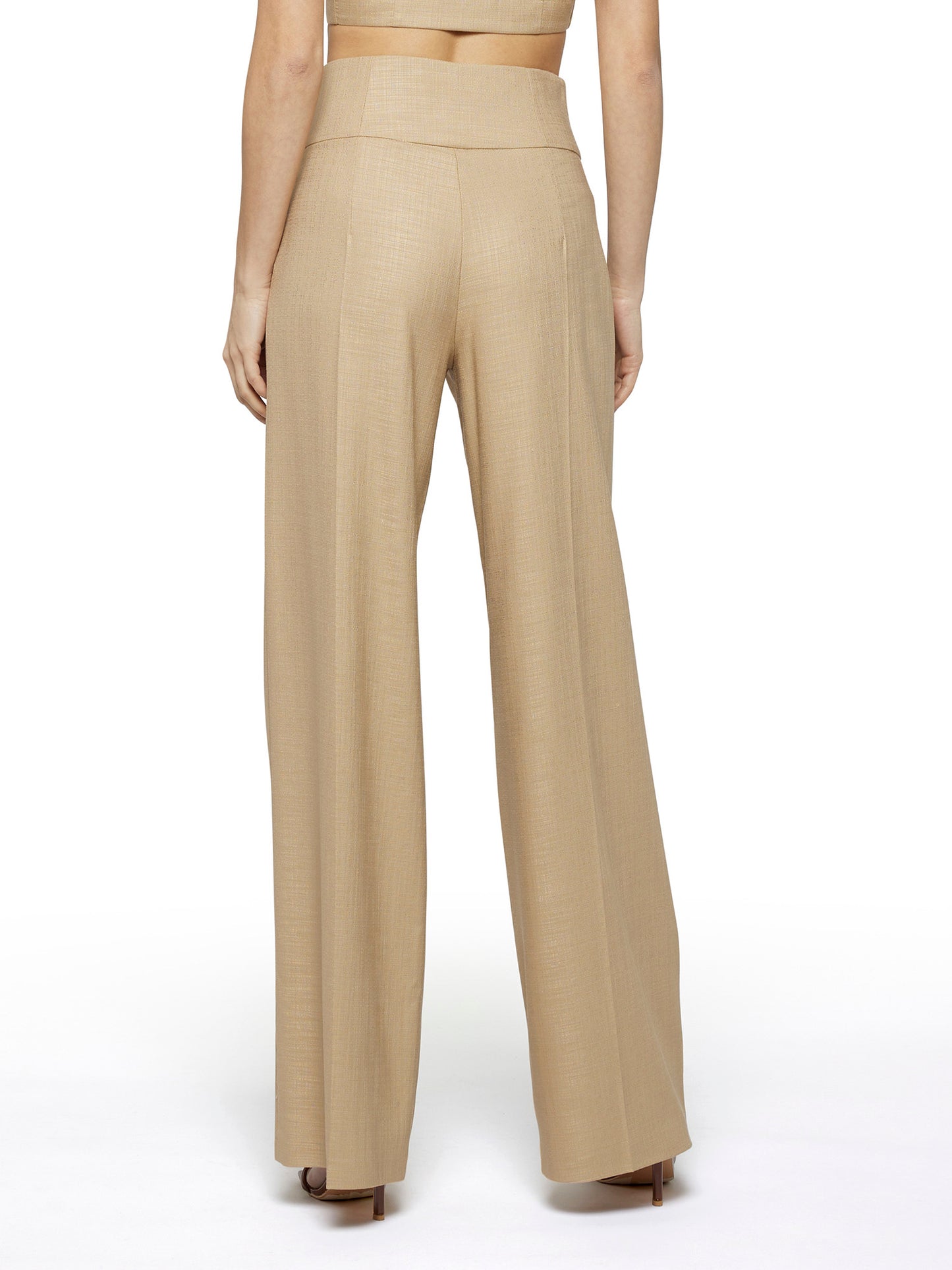 Pantalone ampio con tasche oblique in tramato luxury