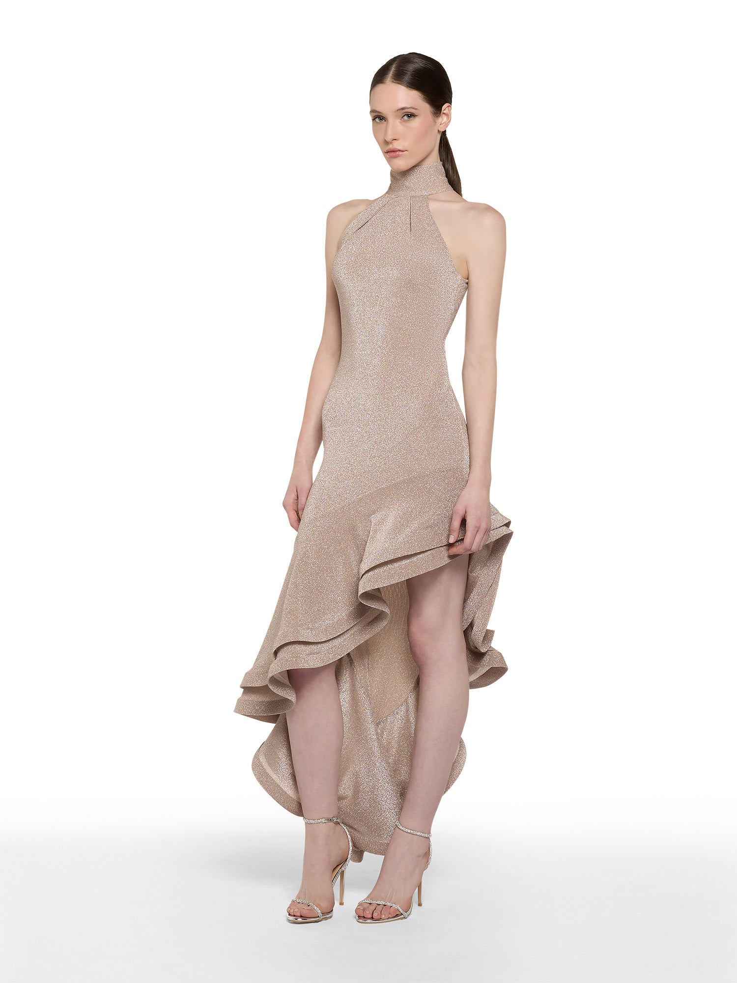 Abito lungo in jersey lurex