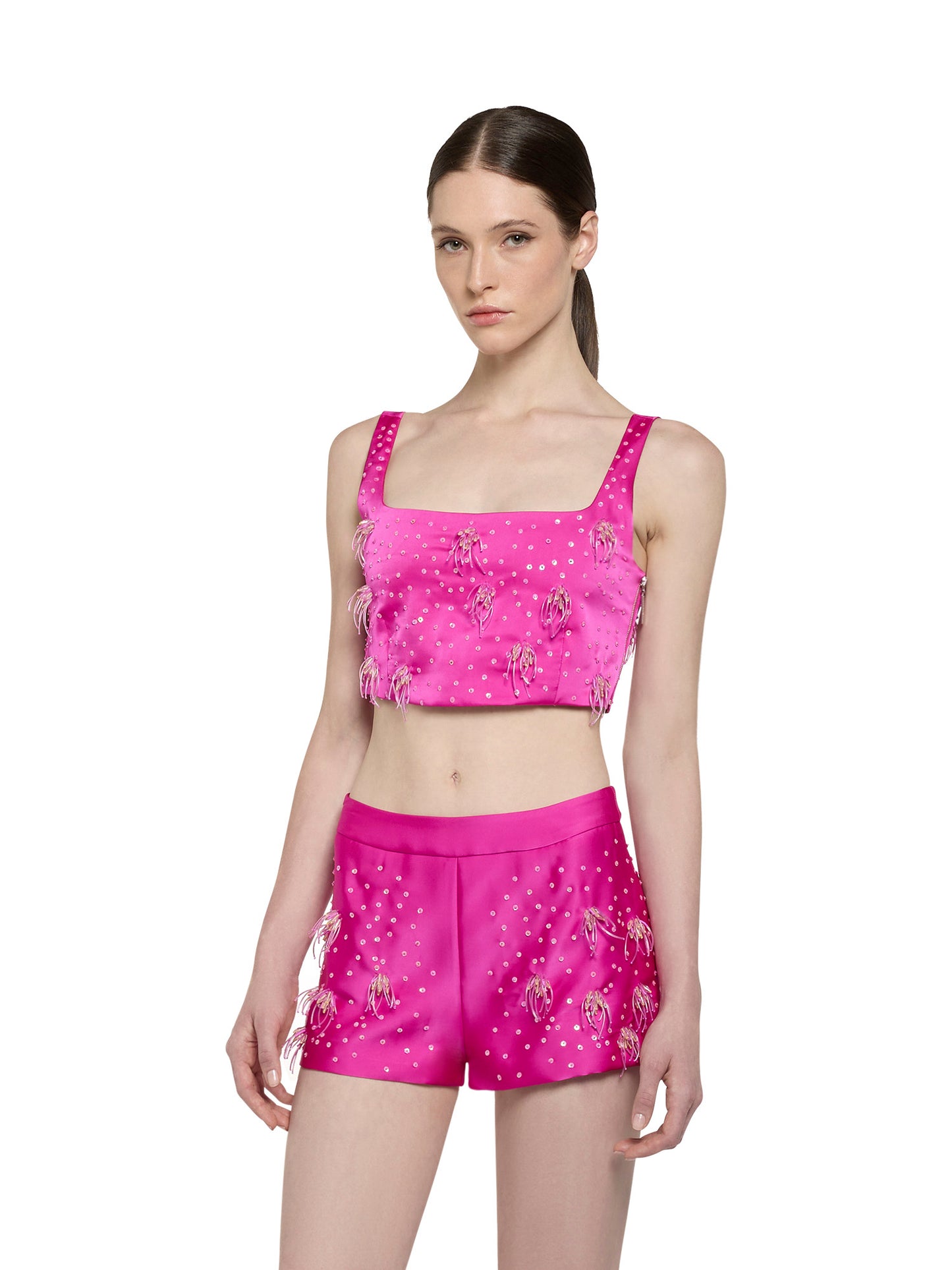 Giacca over a due bottoni in raso heavy