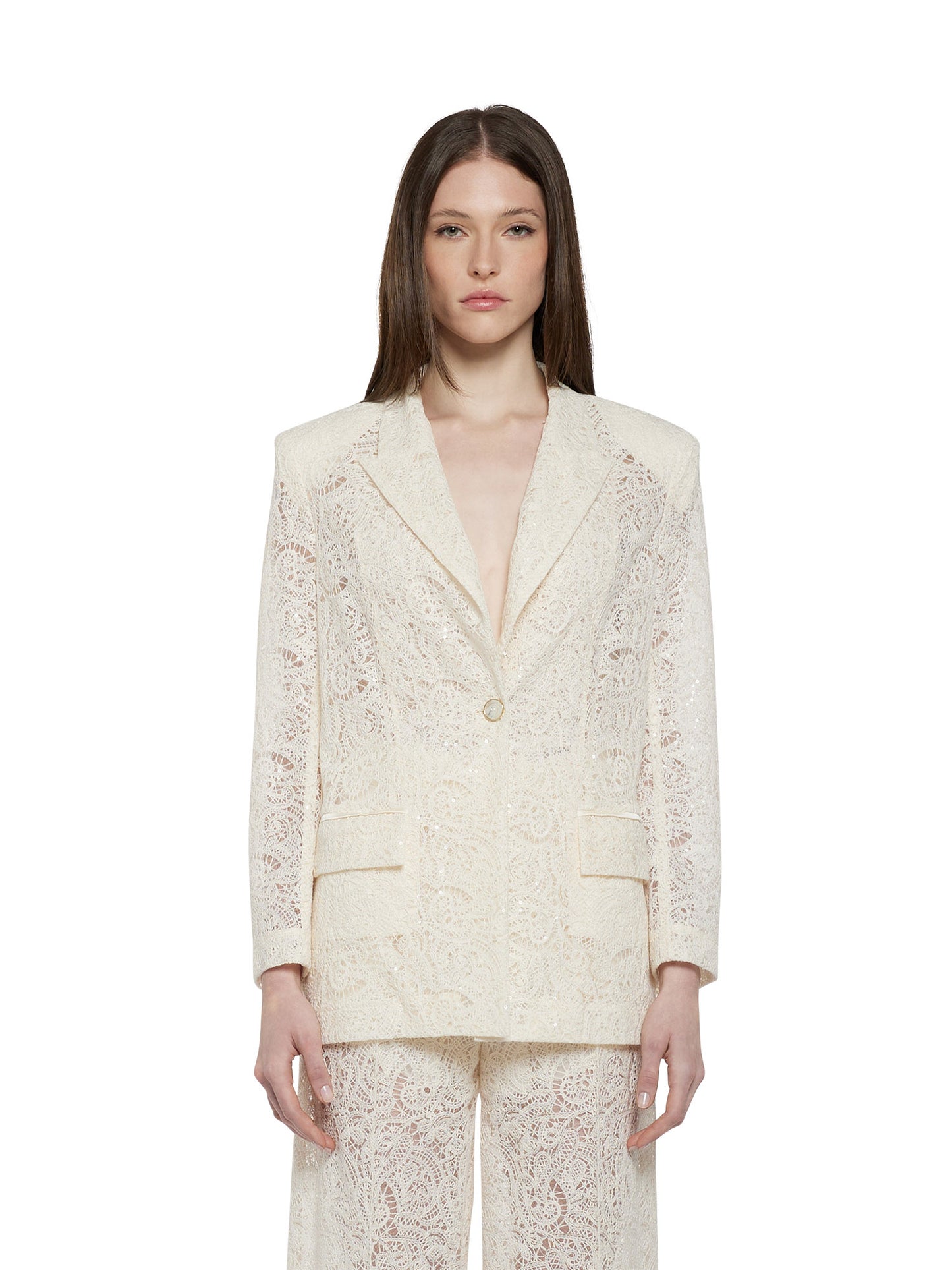 Giacca over in pizzo ricamato