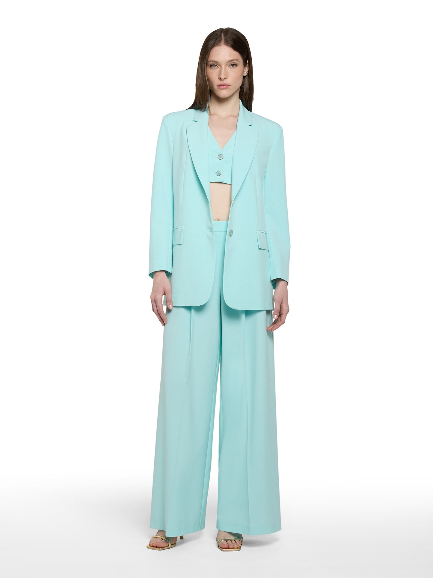 Pantalone largo con contropiega in tela fluida