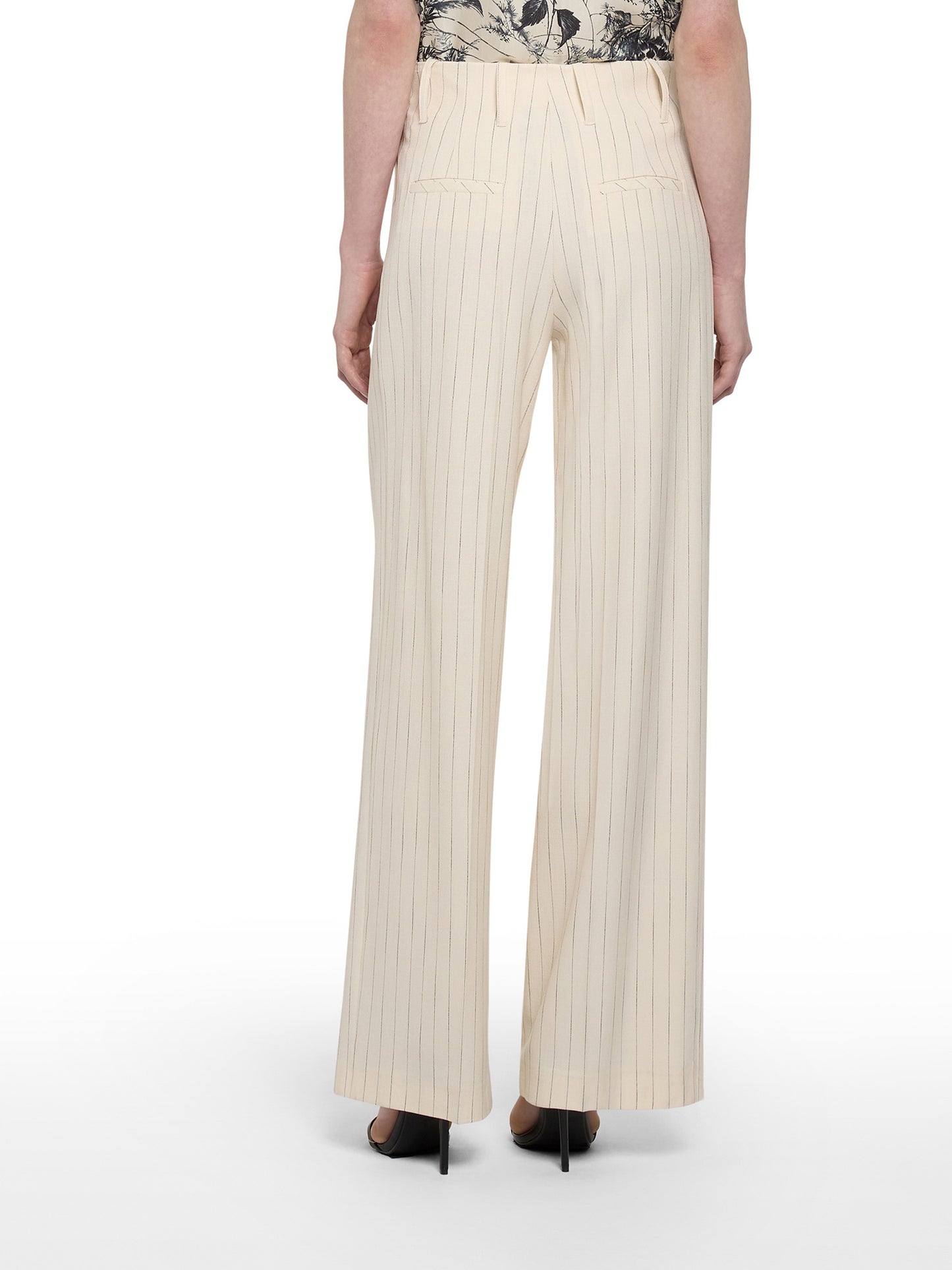 Wide-leg pinstripe trousers with front pleat