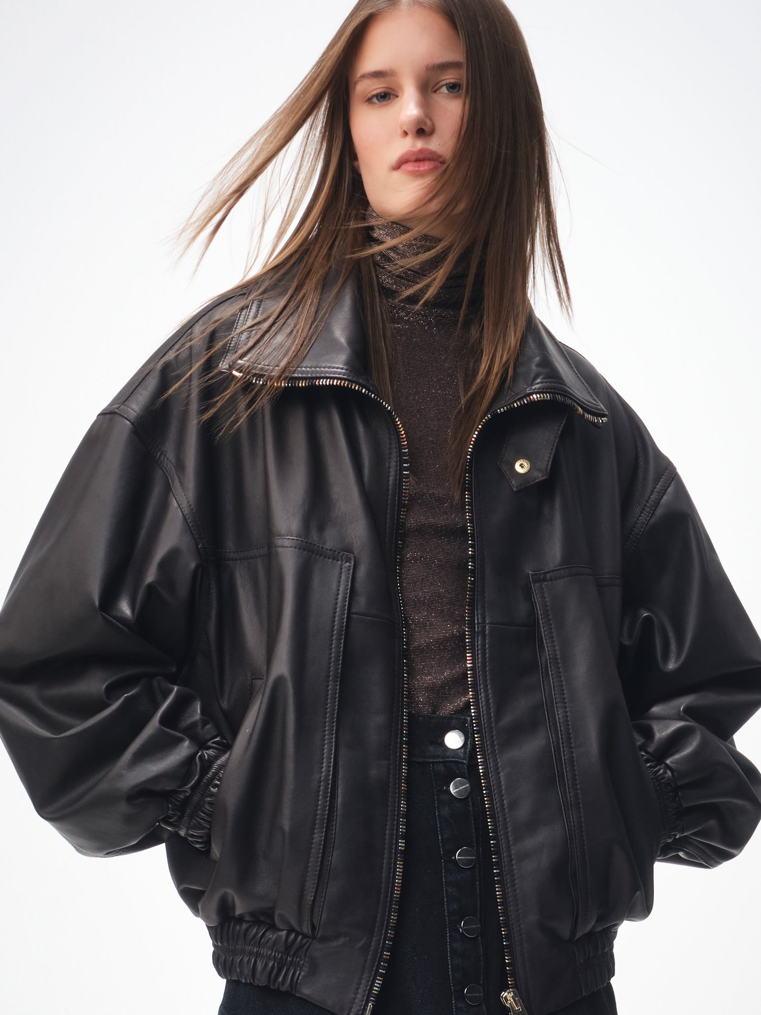 Bomber oversize in pelle