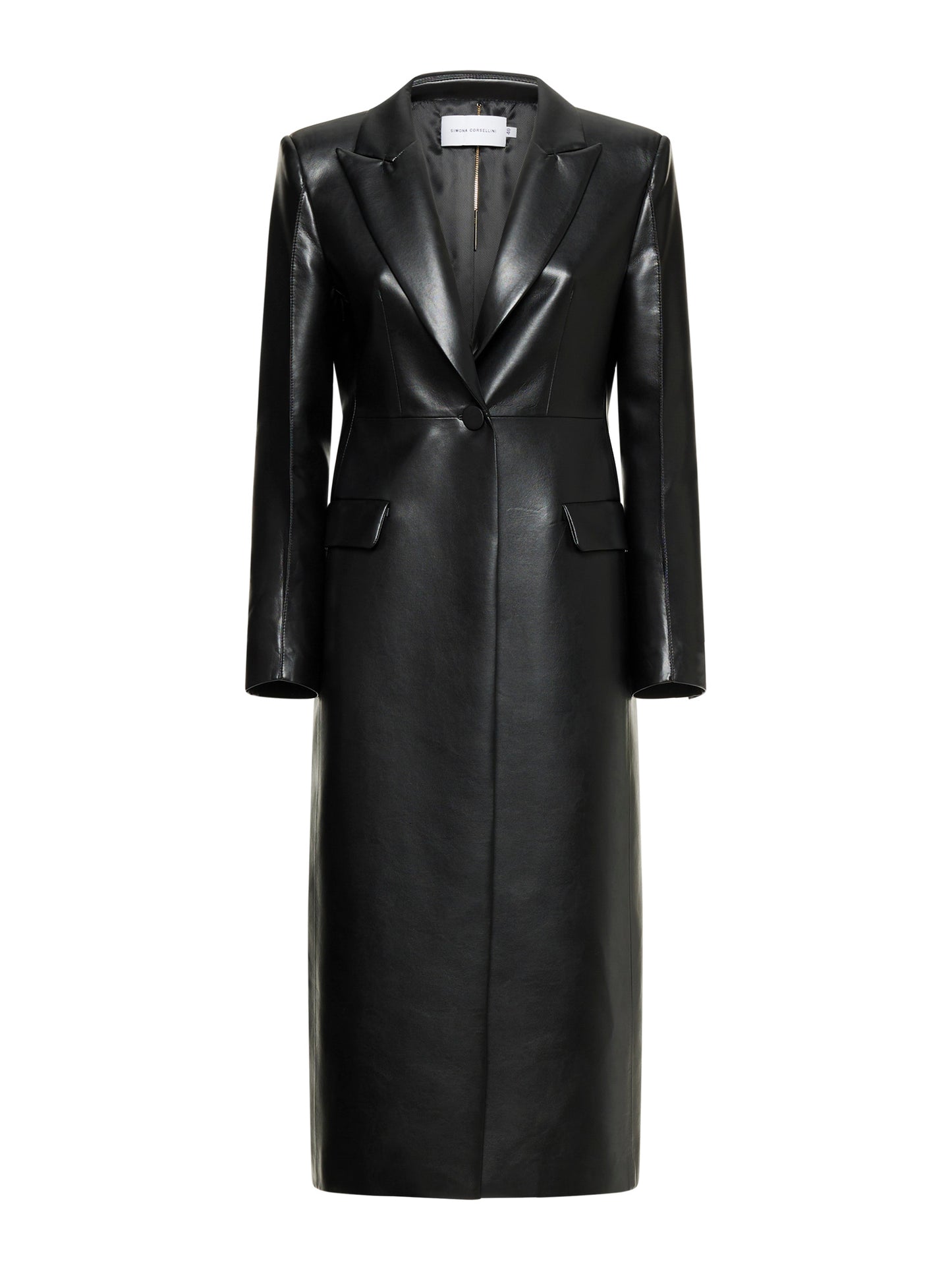 Straight faux leather coat