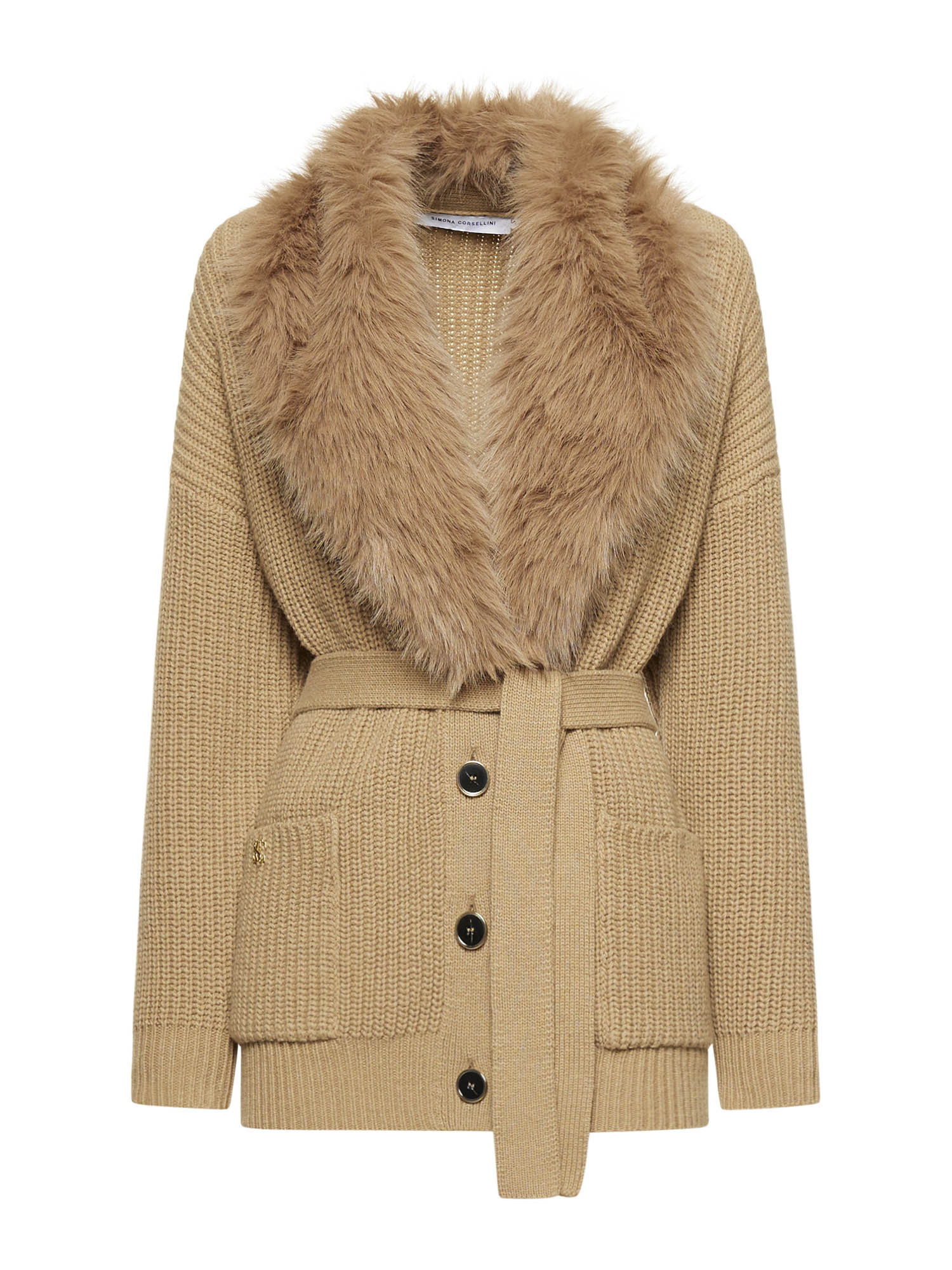 Cashmere sweater with fur collar sale