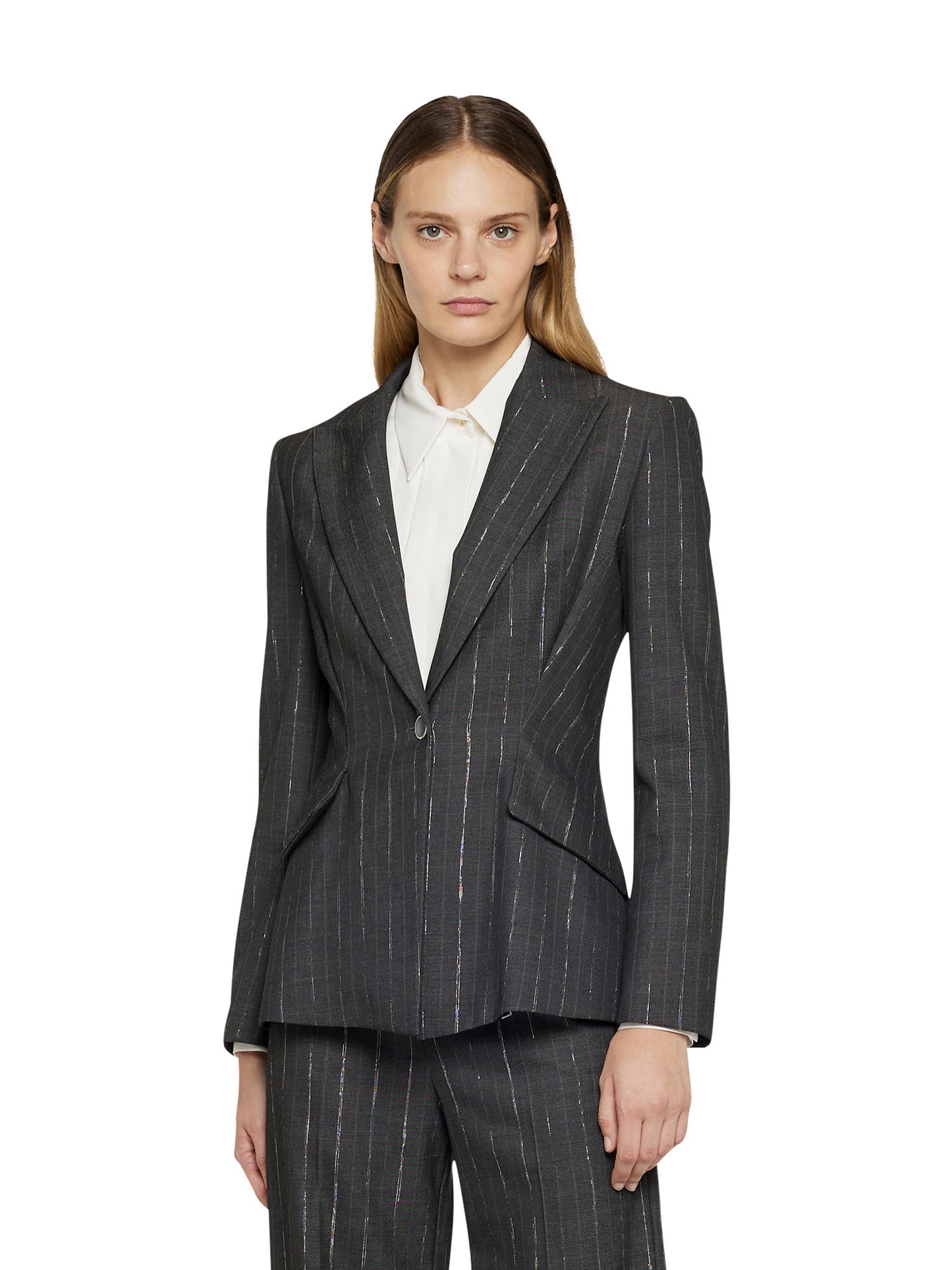 Single-breasted jacket in translucent pinstripe