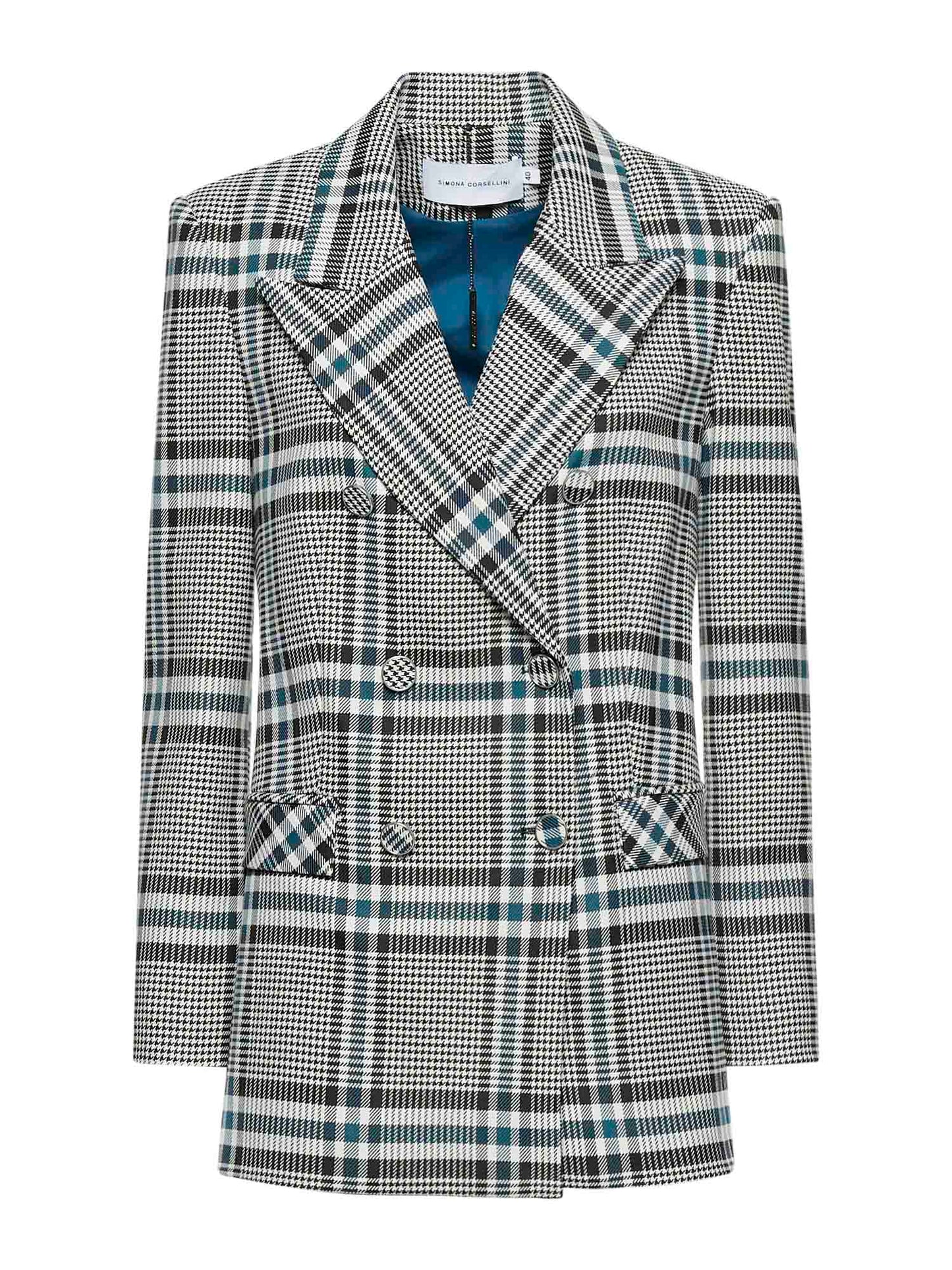 Check colour double-breasted jacket