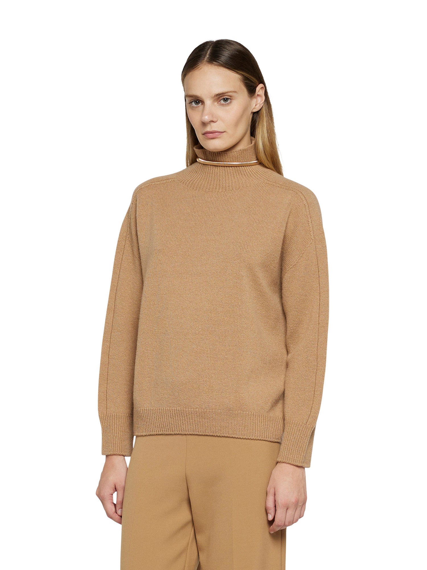 Cashmere wool turtleneck sweater with snake accessory in the collar –  simonacorsellini